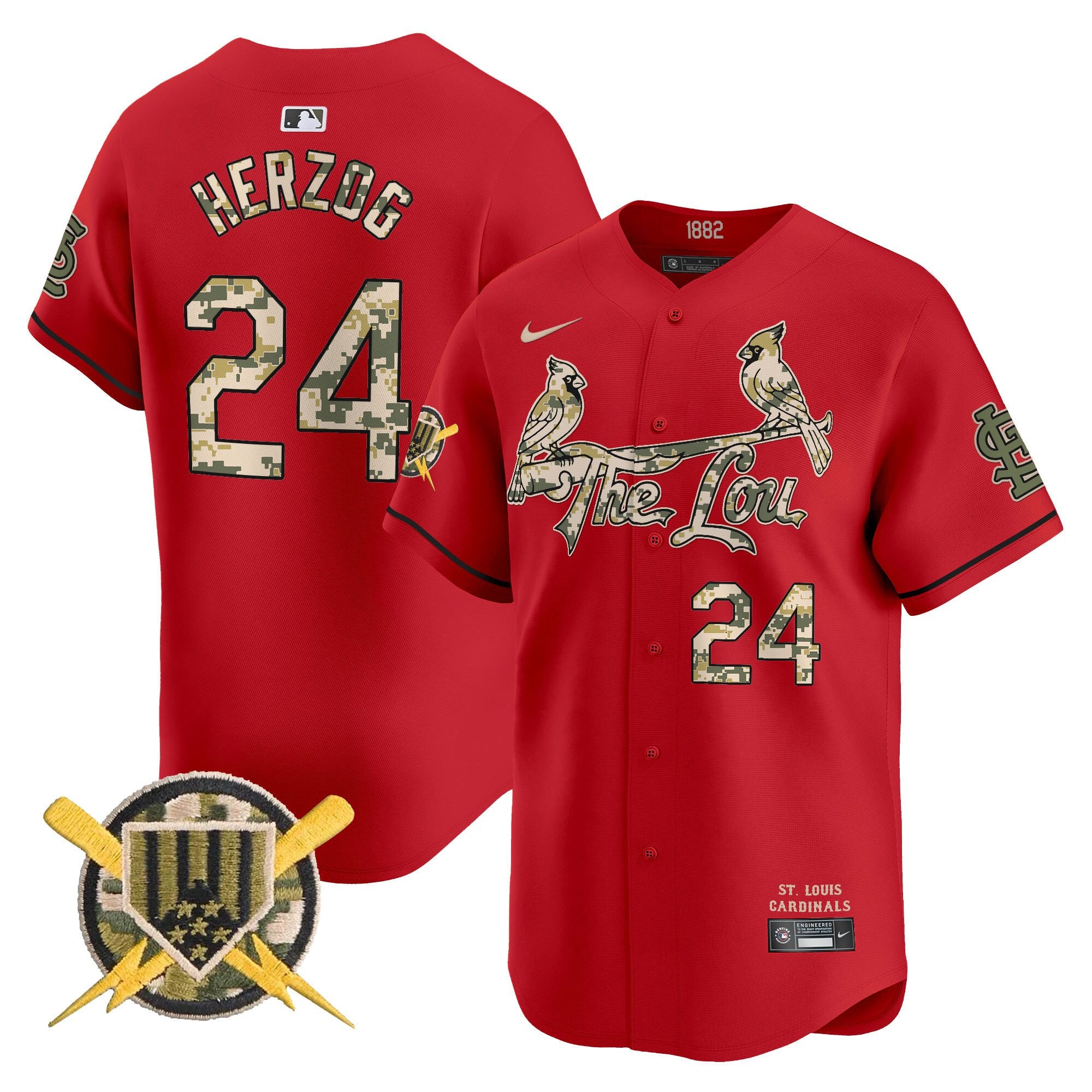 Men's St. Louis Cardinals Armed Forces Day Vapor Premier Limited Jersey - All Stitched - Red, Whitey Herzog