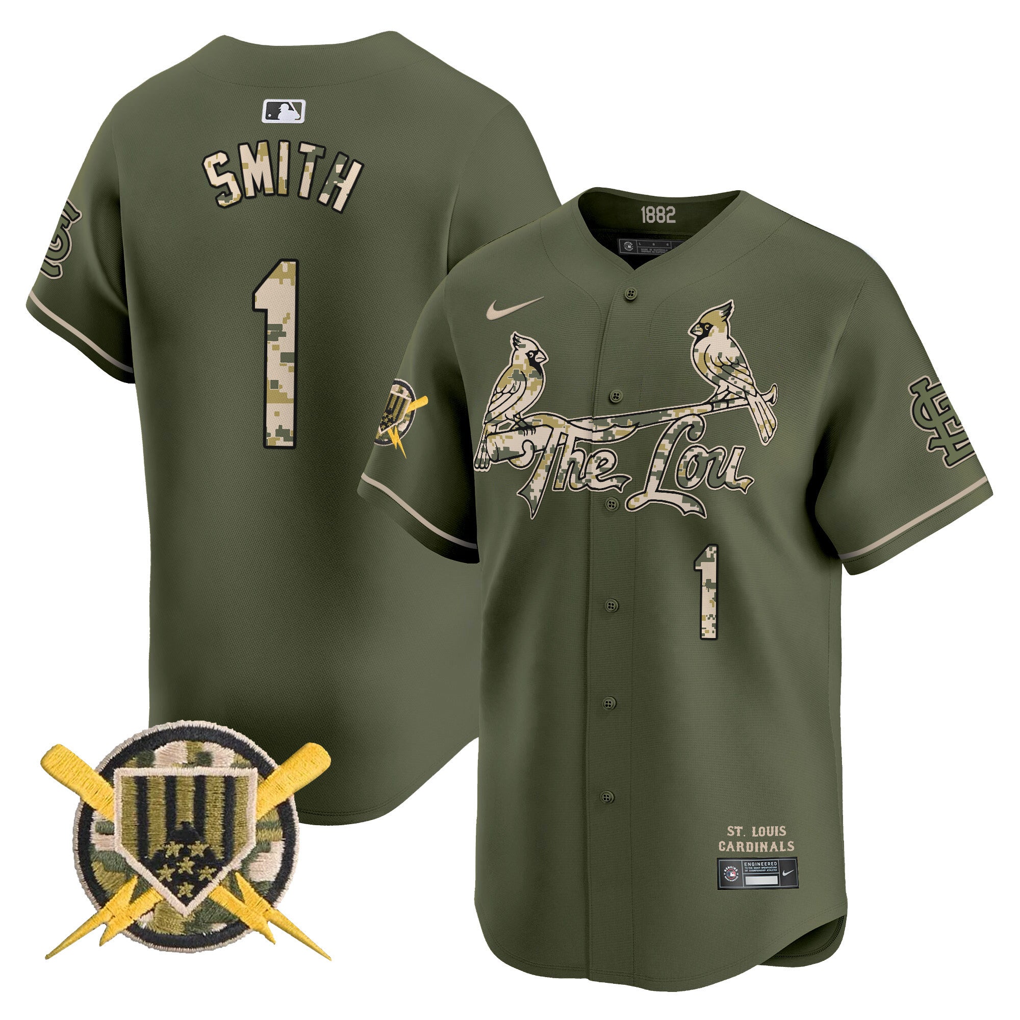 Men's St. Louis Cardinals Armed Forces Day Vapor Premier Limited Jersey - All Stitched - Green, Ozzie Smith