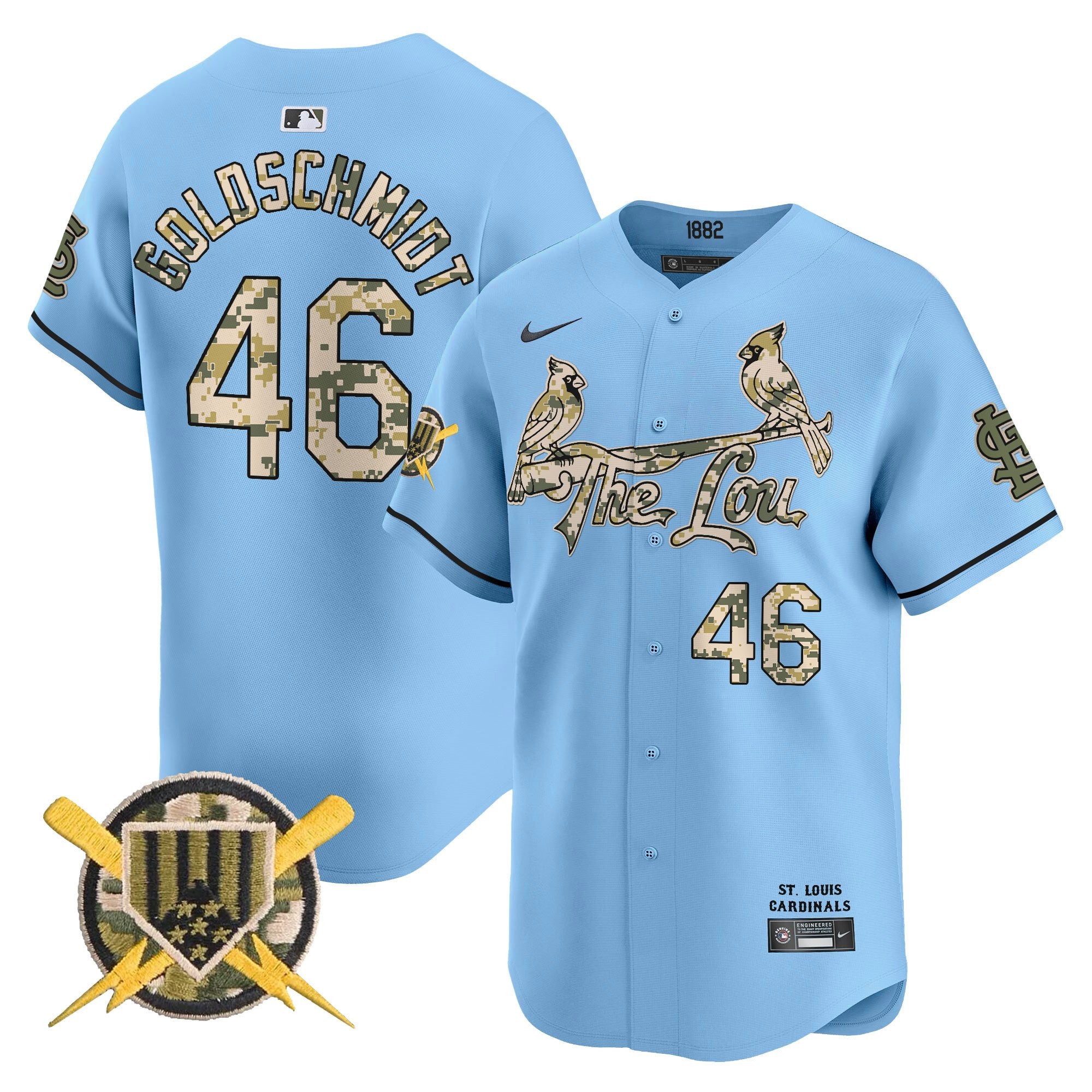 Men's St. Louis Cardinals Armed Forces Day Vapor Premier Limited Jersey - All Stitched - Light Blue, Paul Goldschmidt