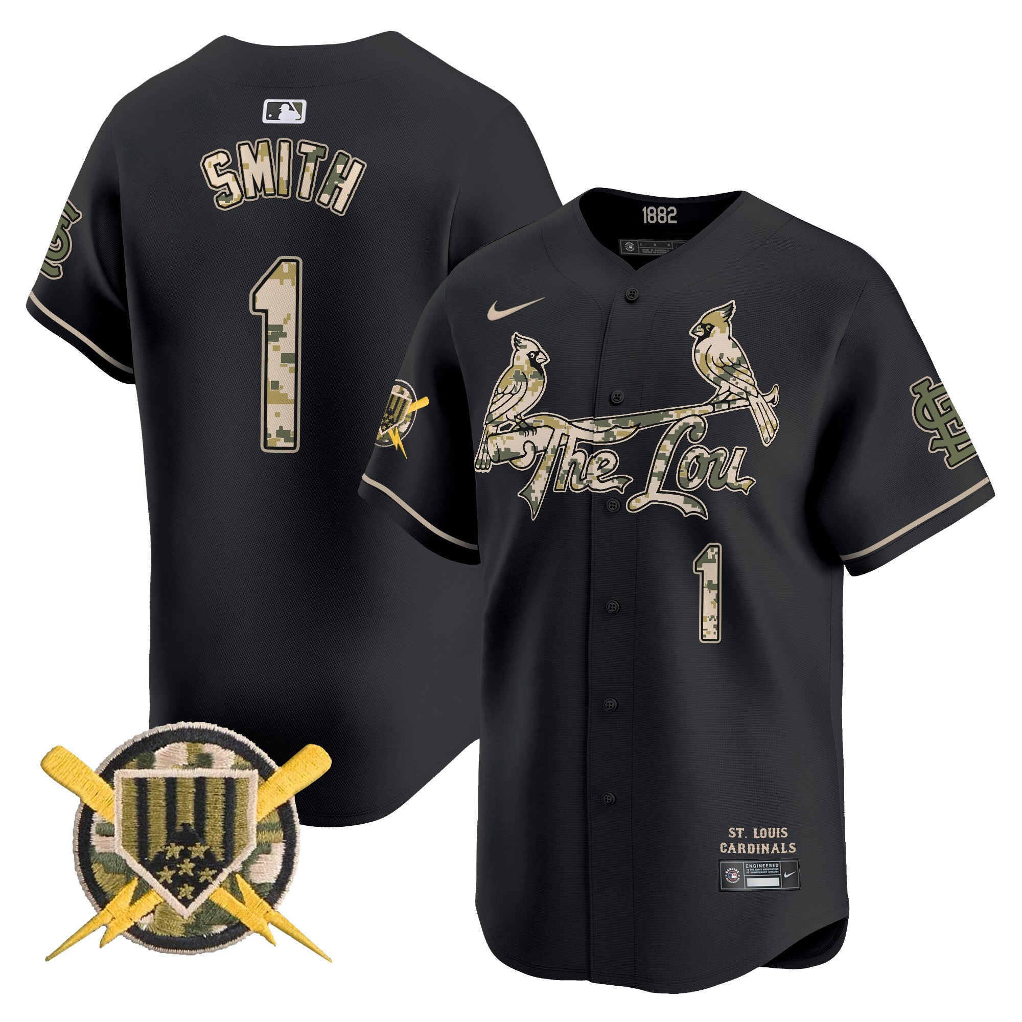 Men's St. Louis Cardinals Armed Forces Day Vapor Premier Limited Jersey - All Stitched - Black, Ozzie Smith