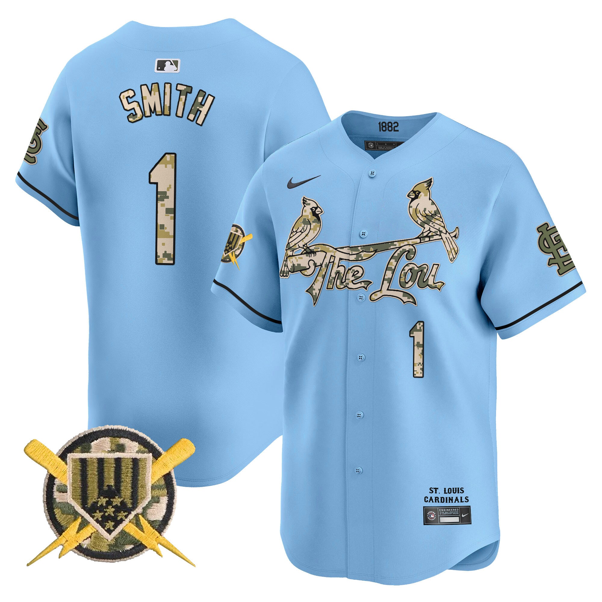 Men's St. Louis Cardinals Armed Forces Day Vapor Premier Limited Jersey - All Stitched - Light Blue, Ozzie Smith