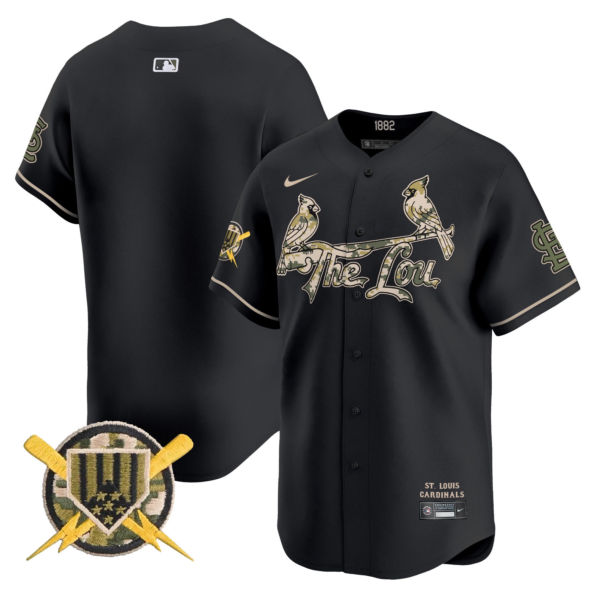 Men's St. Louis Cardinals Armed Forces Day Vapor Premier Limited Jersey - All Stitched - Black, Team