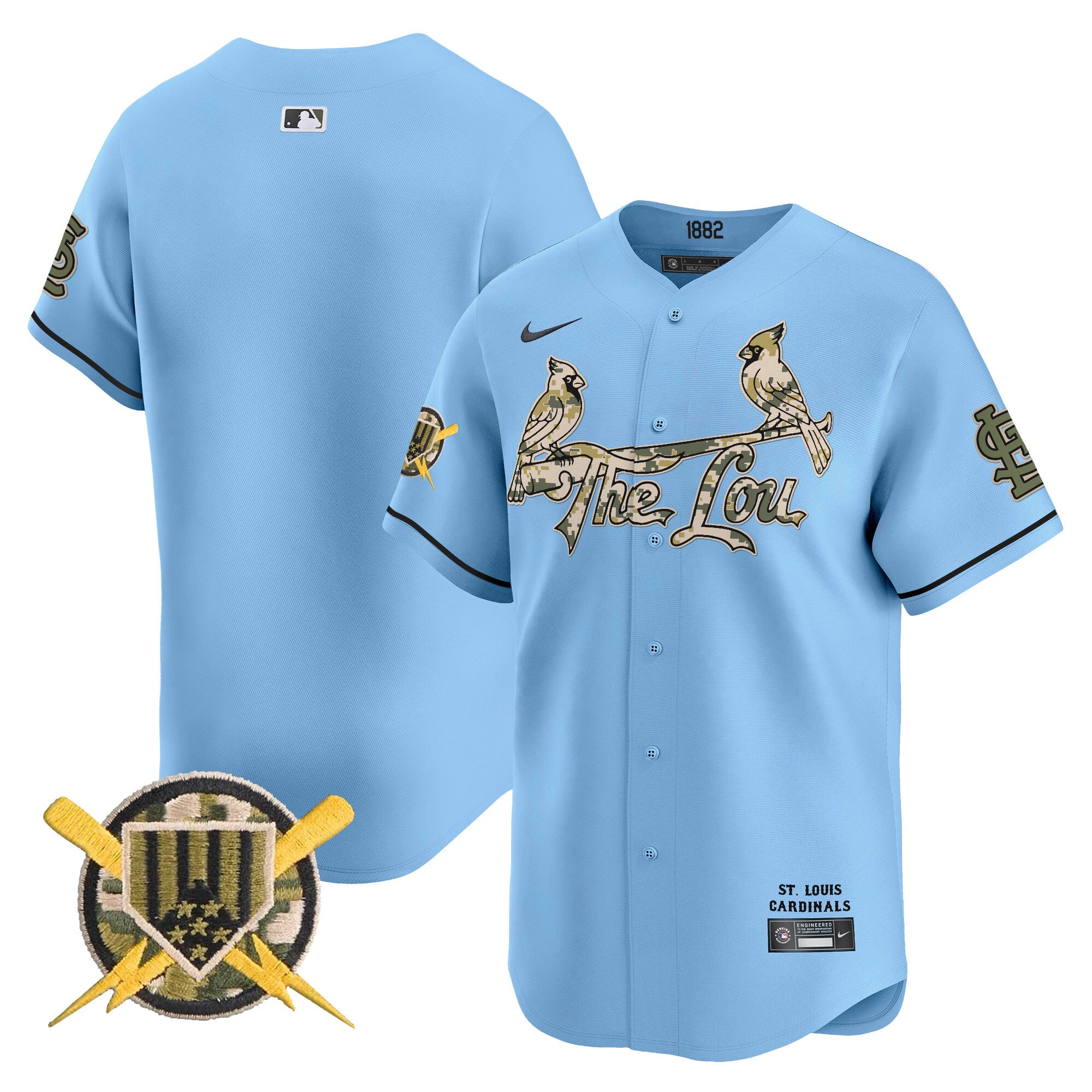 Men's St. Louis Cardinals Armed Forces Day Vapor Premier Limited Jersey - All Stitched - Light Blue, Team