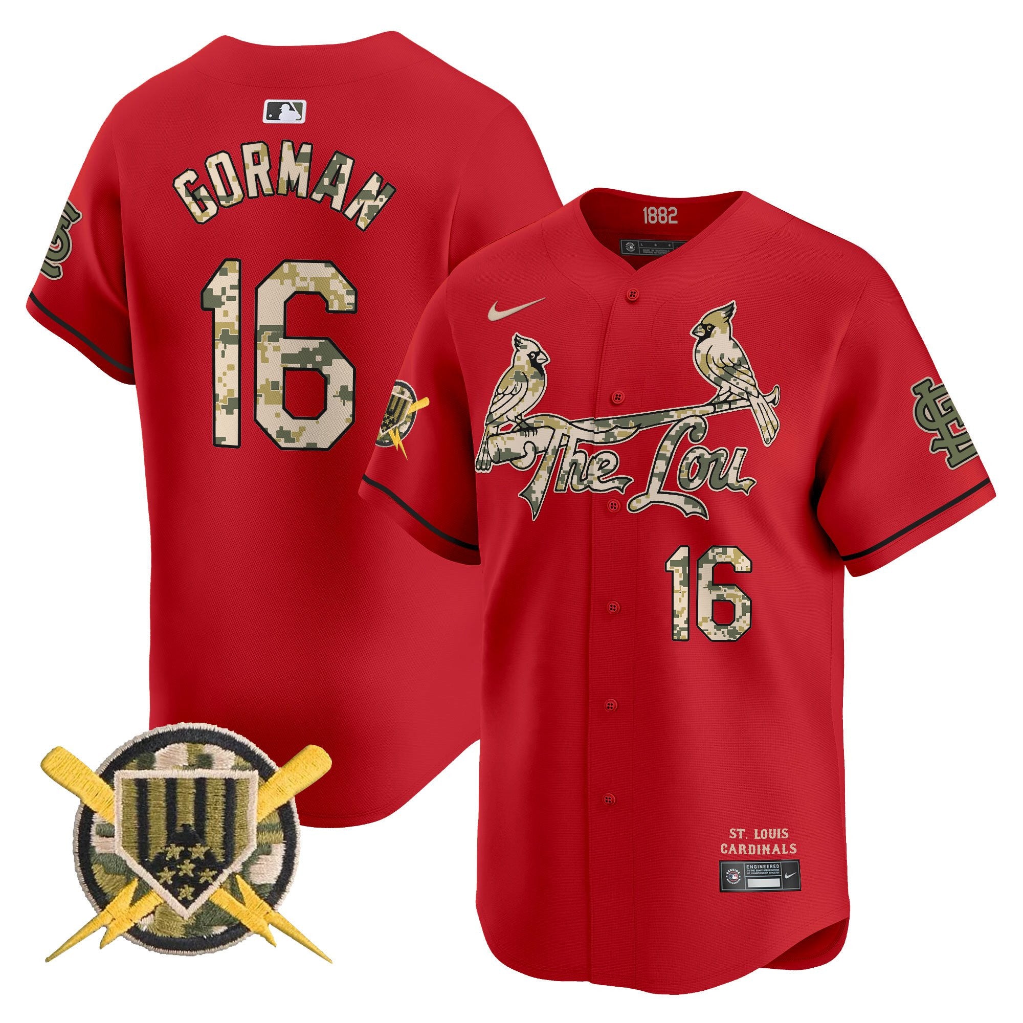 Men's St. Louis Cardinals Armed Forces Day Vapor Premier Limited Jersey - All Stitched - Red, Nolan Gorman