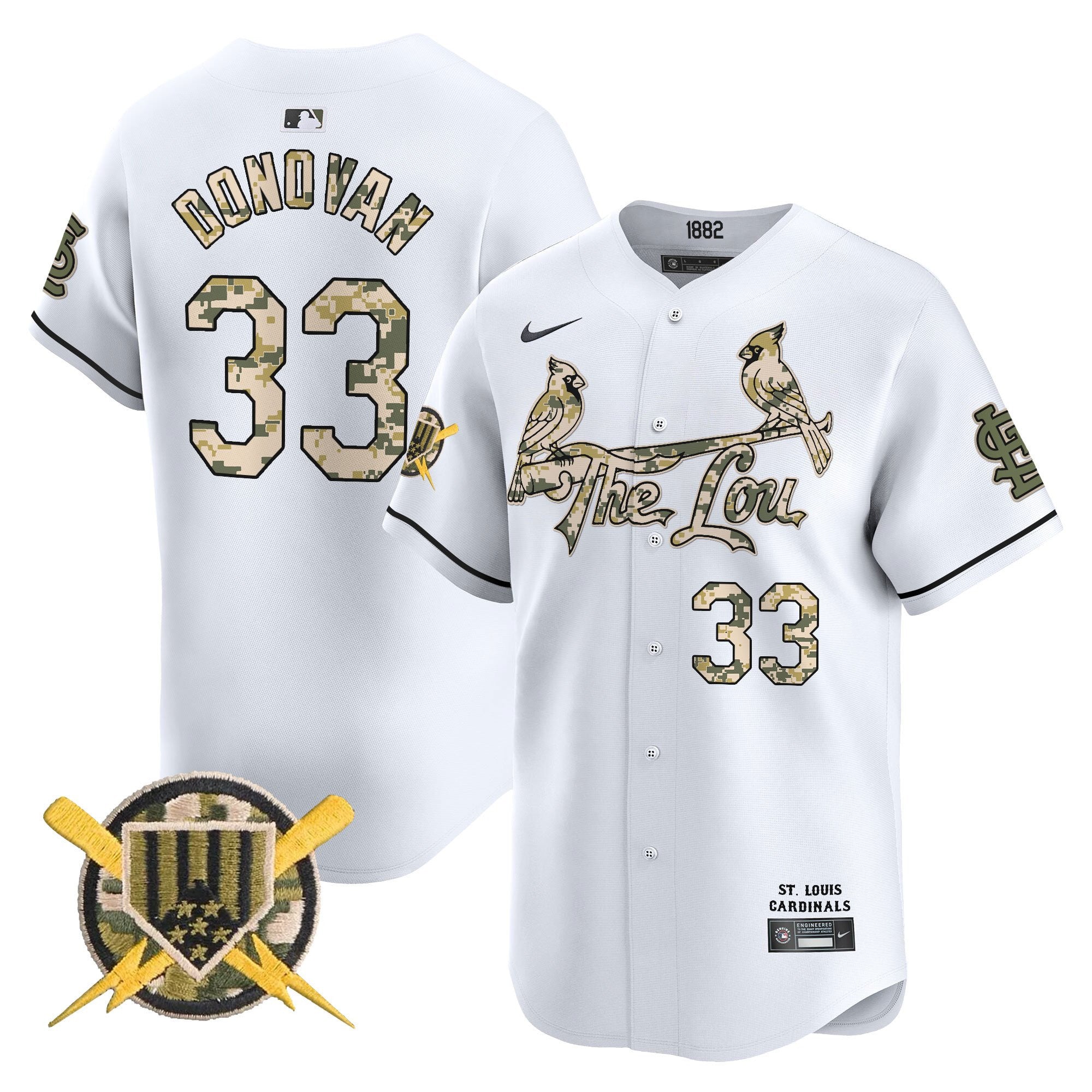 Men's St. Louis Cardinals Armed Forces Day Vapor Premier Limited Jersey - All Stitched - White, Brendan Donovan