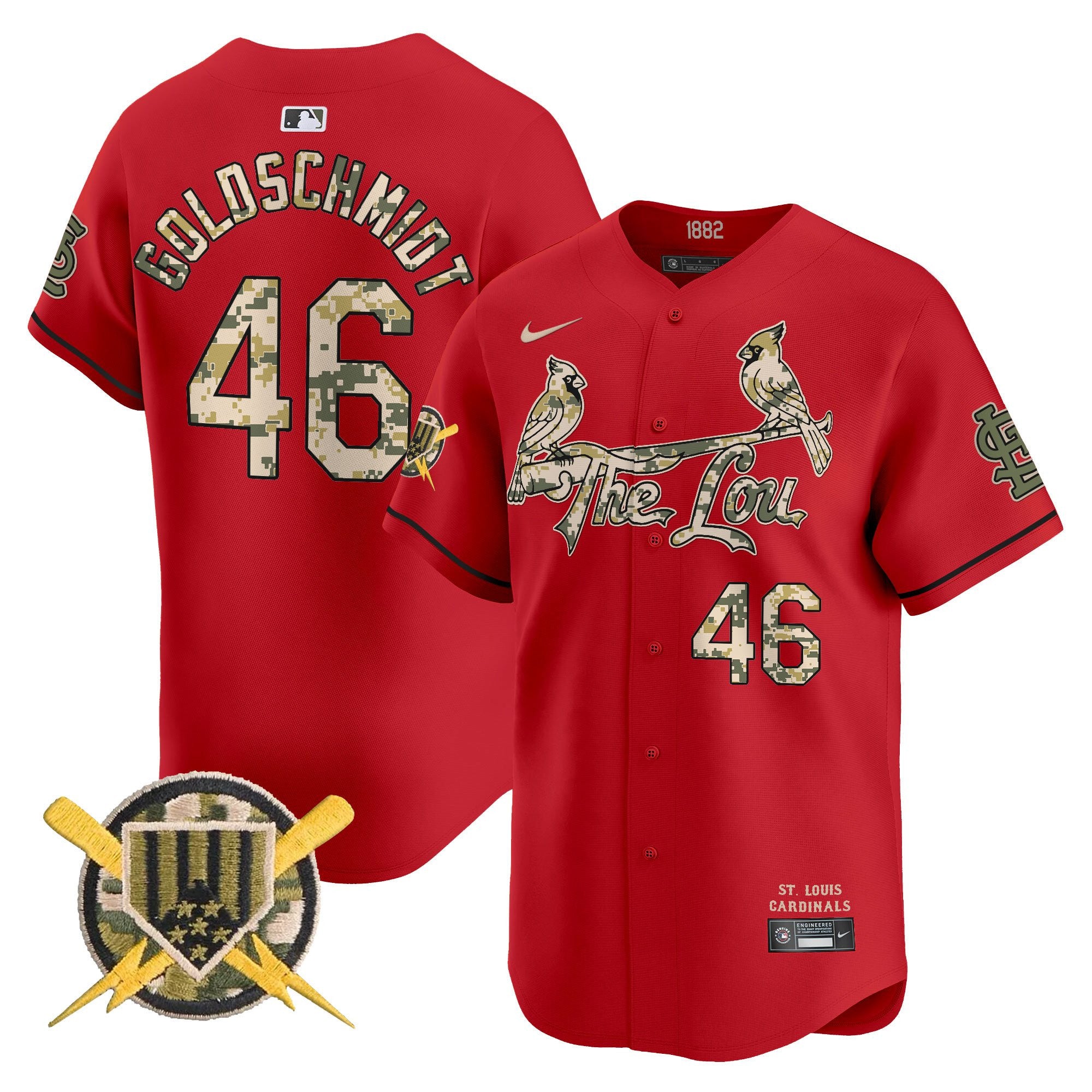 Men's St. Louis Cardinals Armed Forces Day Vapor Premier Limited Jersey - All Stitched - Red, Paul Goldschmidt