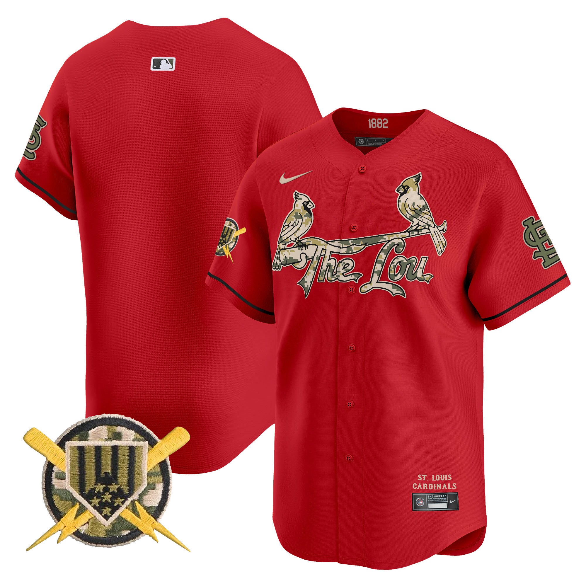 Men's St. Louis Cardinals Armed Forces Day Vapor Premier Limited Jersey - All Stitched - Red, Team