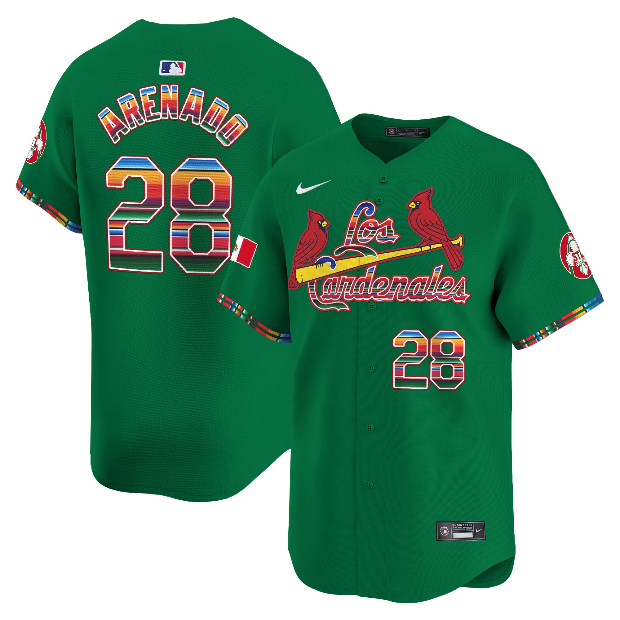 Men's St. Louis Cardinals Fiesta Cardenales Vapor Premier Limited Jersey - All Stitched - Green, Nolan Arenado