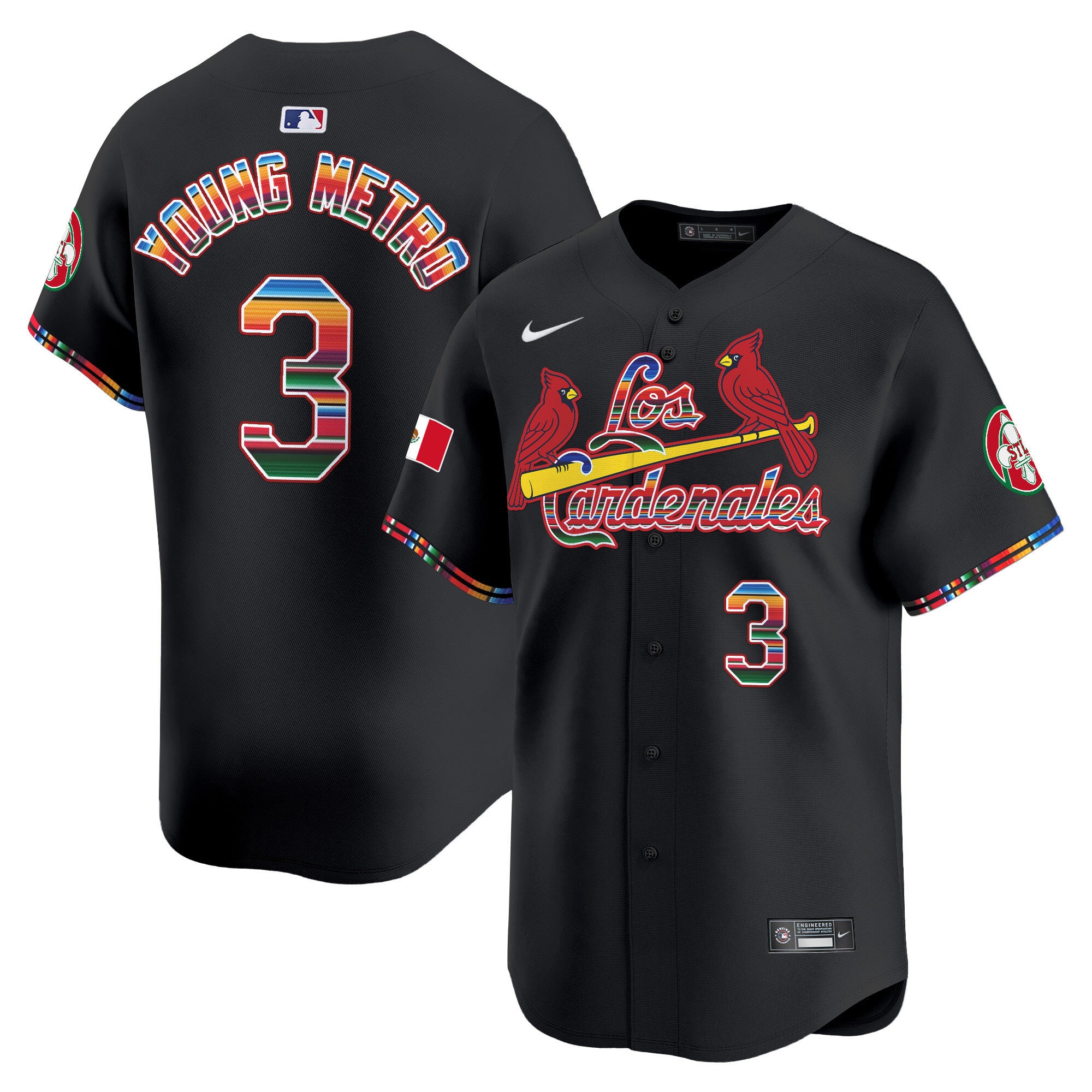 Men's St. Louis Cardinals Fiesta Cardenales Vapor Premier Limited Jersey - All Stitched - Black, Metro Boomin