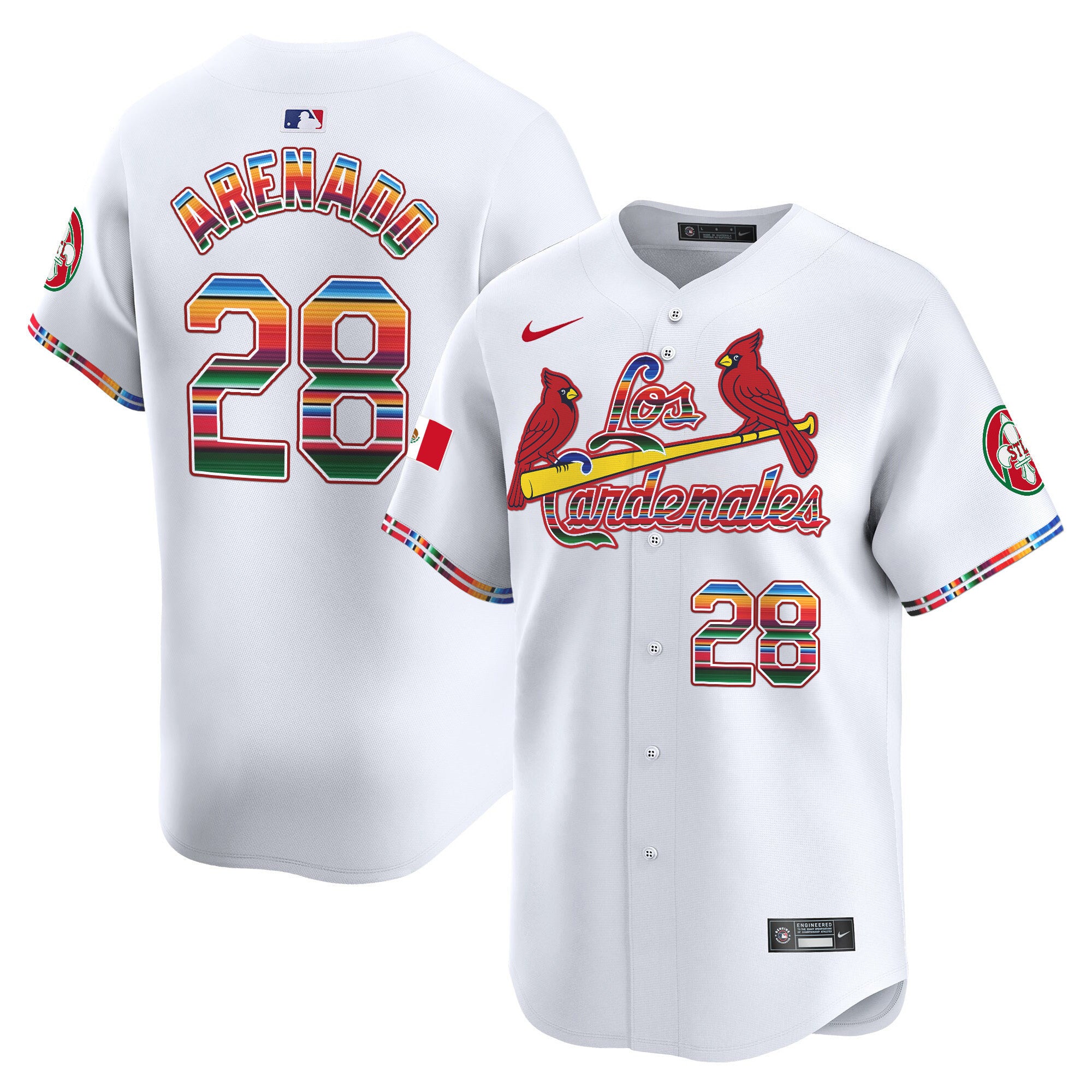 Men's St. Louis Cardinals Fiesta Cardenales Vapor Premier Limited Jersey - All Stitched - White, Nolan Arenado