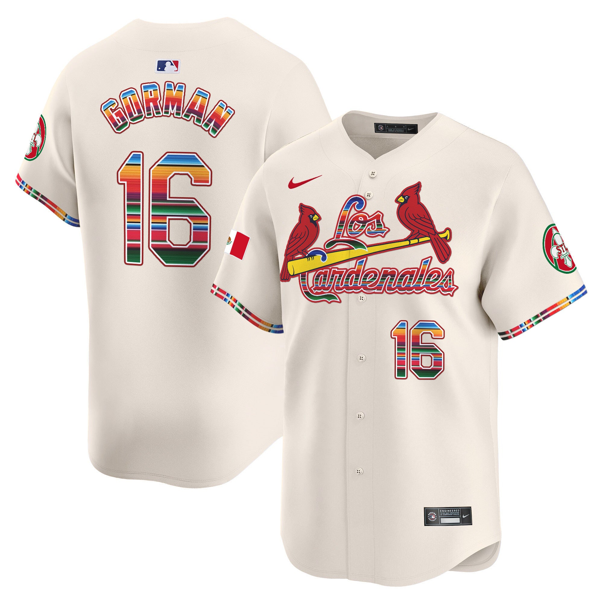 Men's St. Louis Cardinals Fiesta Cardenales Vapor Premier Limited Jersey - All Stitched - Cream, Nolan Gorman