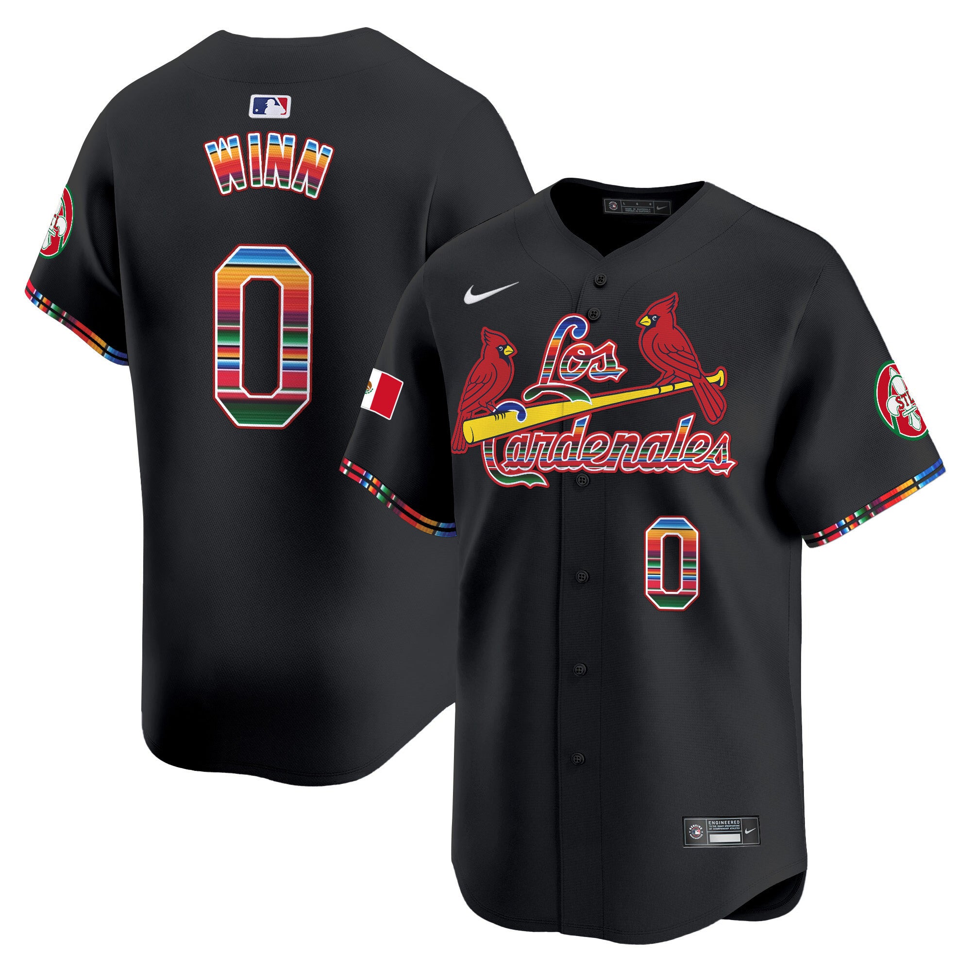 Men's St. Louis Cardinals Fiesta Cardenales Vapor Premier Limited Jersey - All Stitched - Black, Masyn Winn
