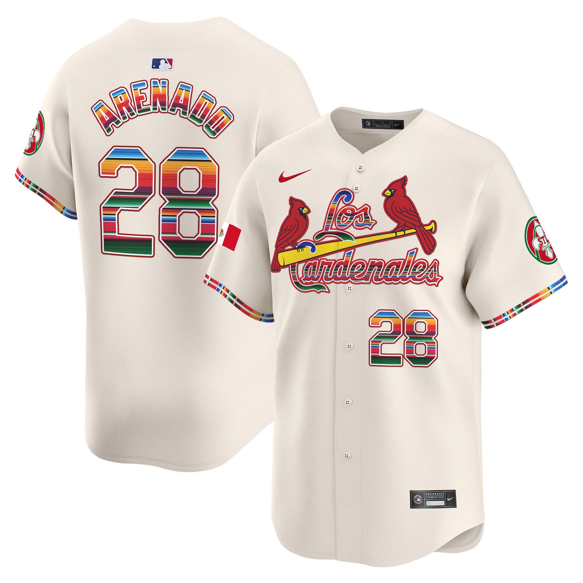 Men's St. Louis Cardinals Fiesta Cardenales Vapor Premier Limited Jersey - All Stitched - Cream, Nolan Arenado