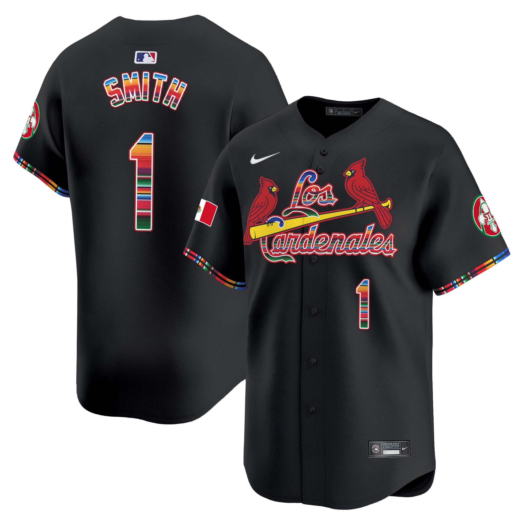 Men's St. Louis Cardinals Fiesta Cardenales Vapor Premier Limited Jersey - All Stitched - Black, Ozzie Smith