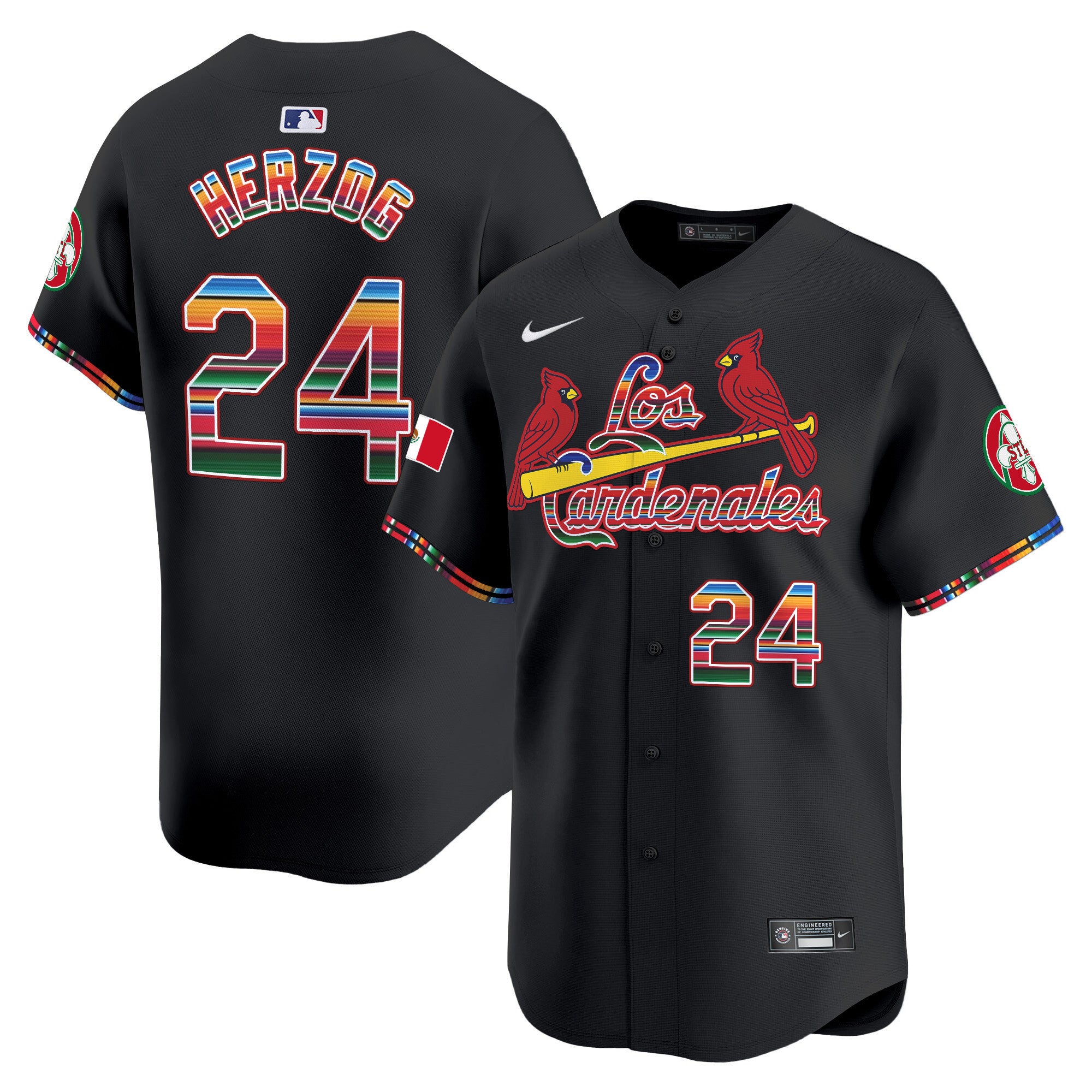 Men's St. Louis Cardinals Fiesta Cardenales Vapor Premier Limited Jersey - All Stitched - Black, Whitey Herzog