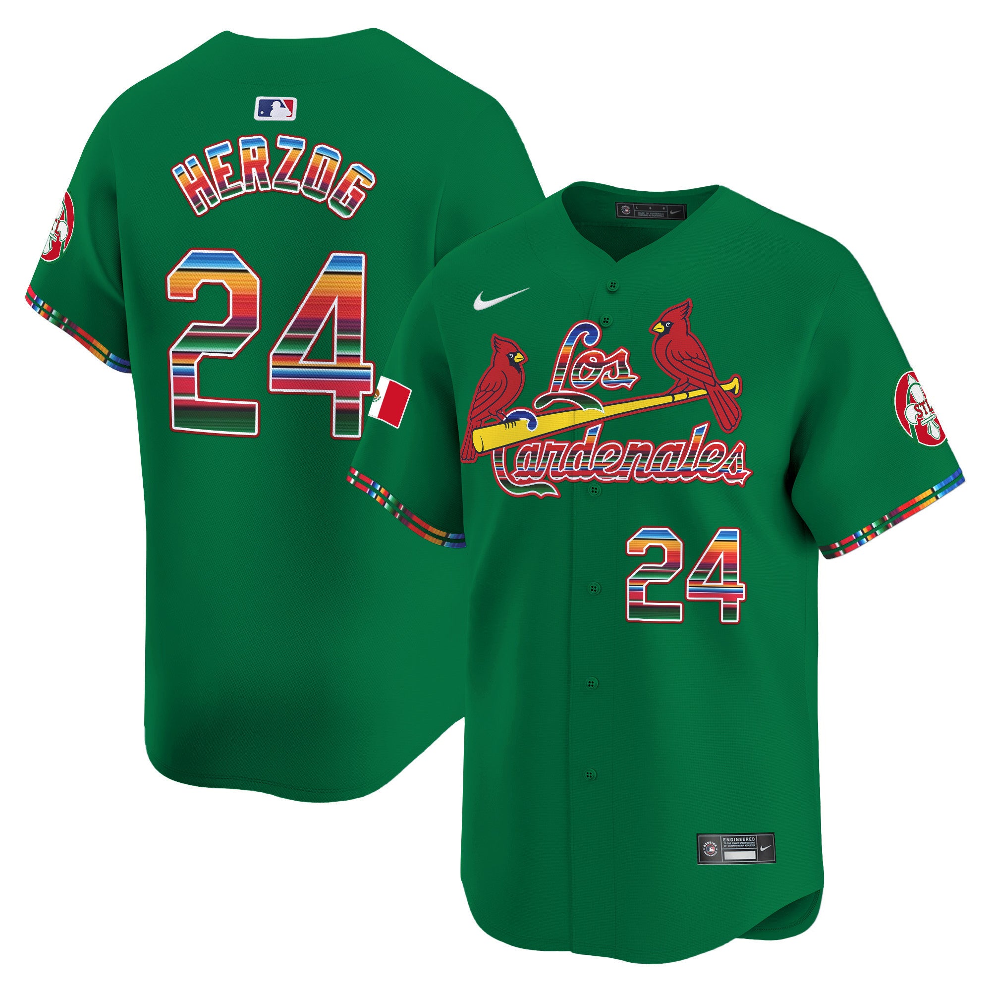 Men's St. Louis Cardinals Fiesta Cardenales Vapor Premier Limited Jersey - All Stitched - Green, Whitey Herzog