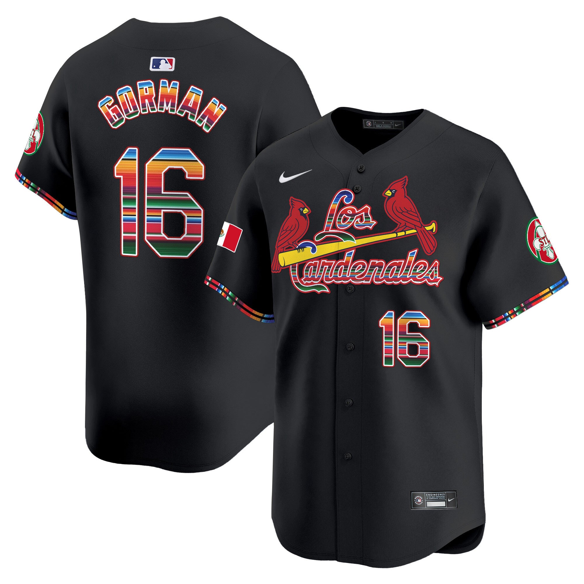 Men's St. Louis Cardinals Fiesta Cardenales Vapor Premier Limited Jersey - All Stitched - Black, Nolan Gorman