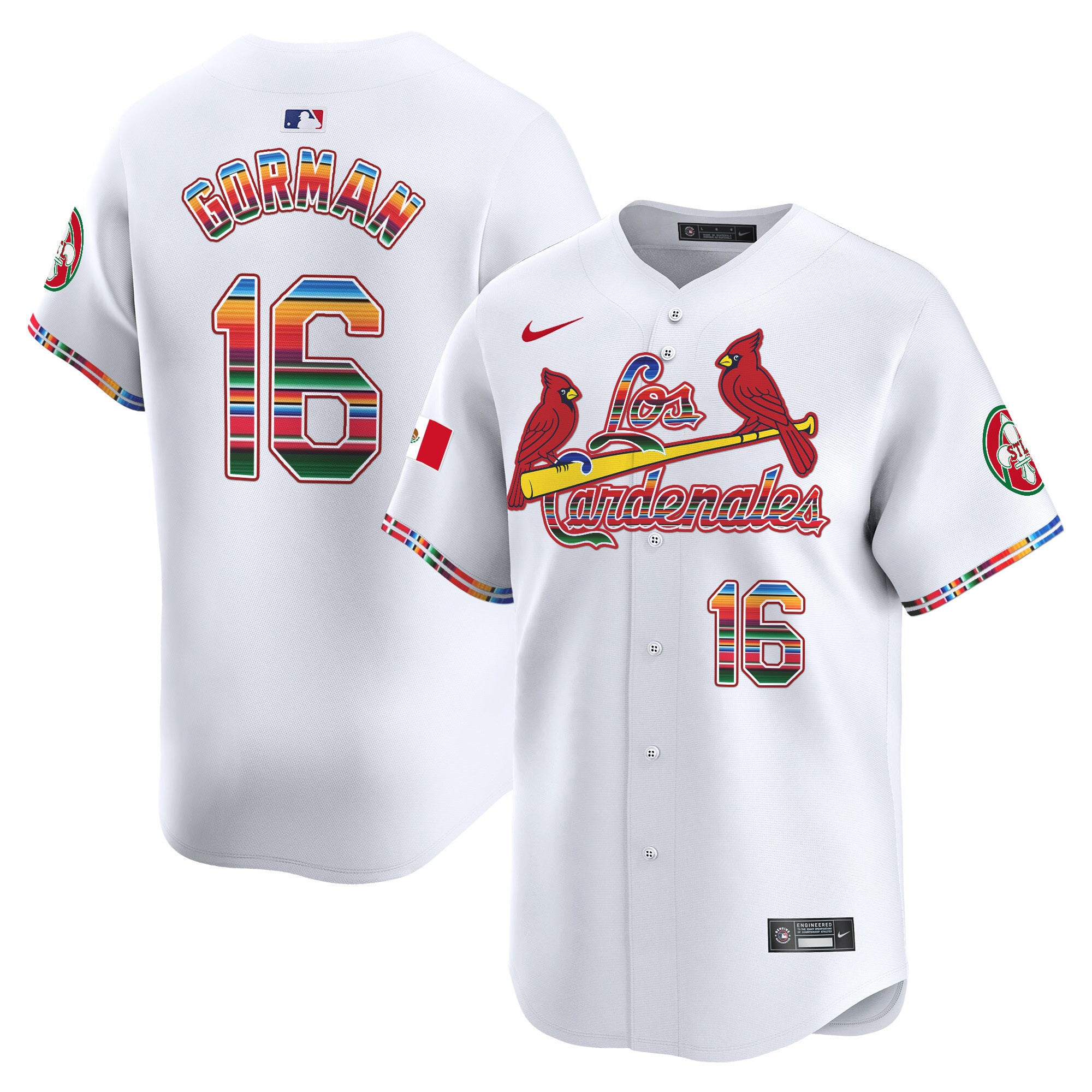 Men's St. Louis Cardinals Fiesta Cardenales Vapor Premier Limited Jersey - All Stitched - White, Nolan Gorman