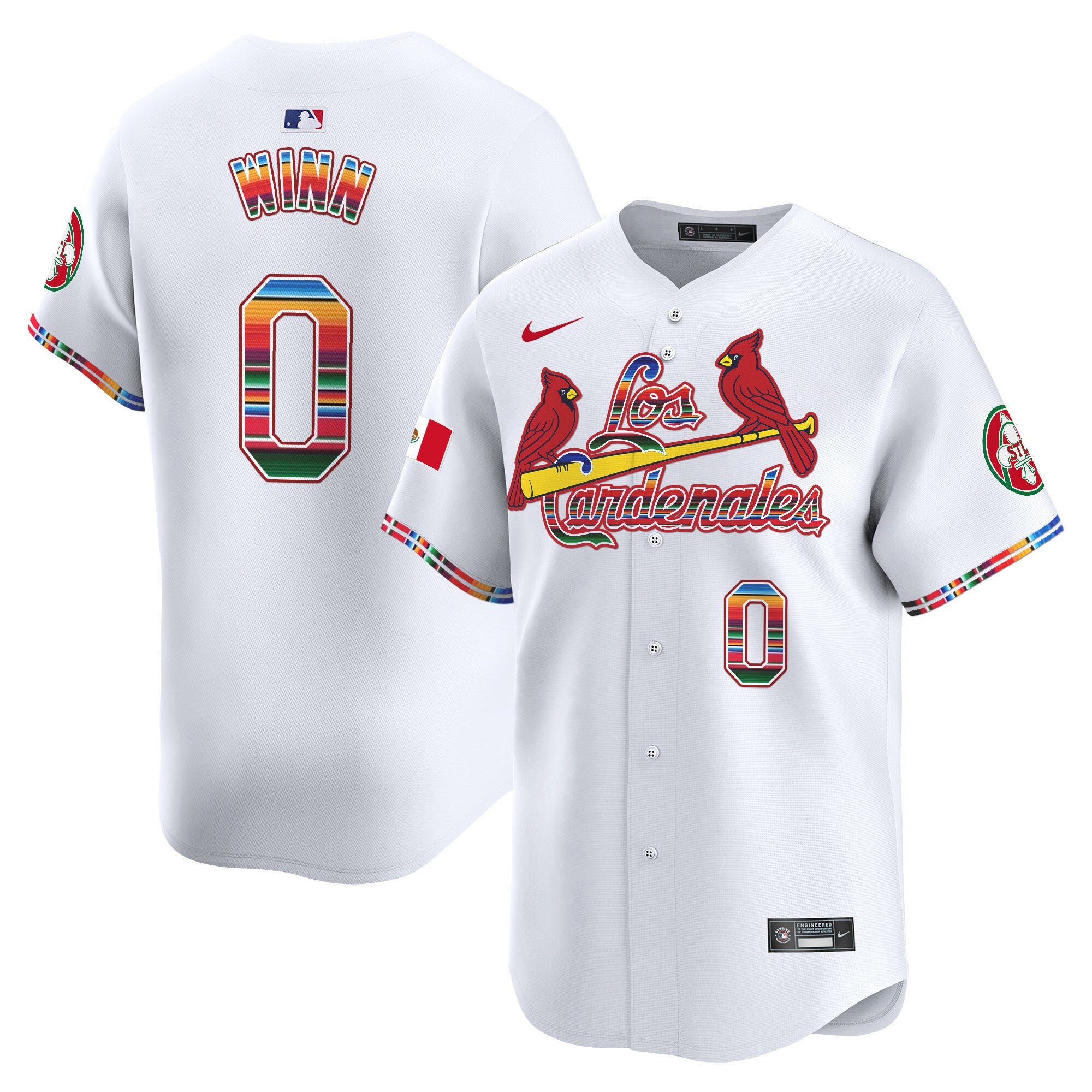 Men's St. Louis Cardinals Fiesta Cardenales Vapor Premier Limited Jersey - All Stitched - White, Masyn Winn