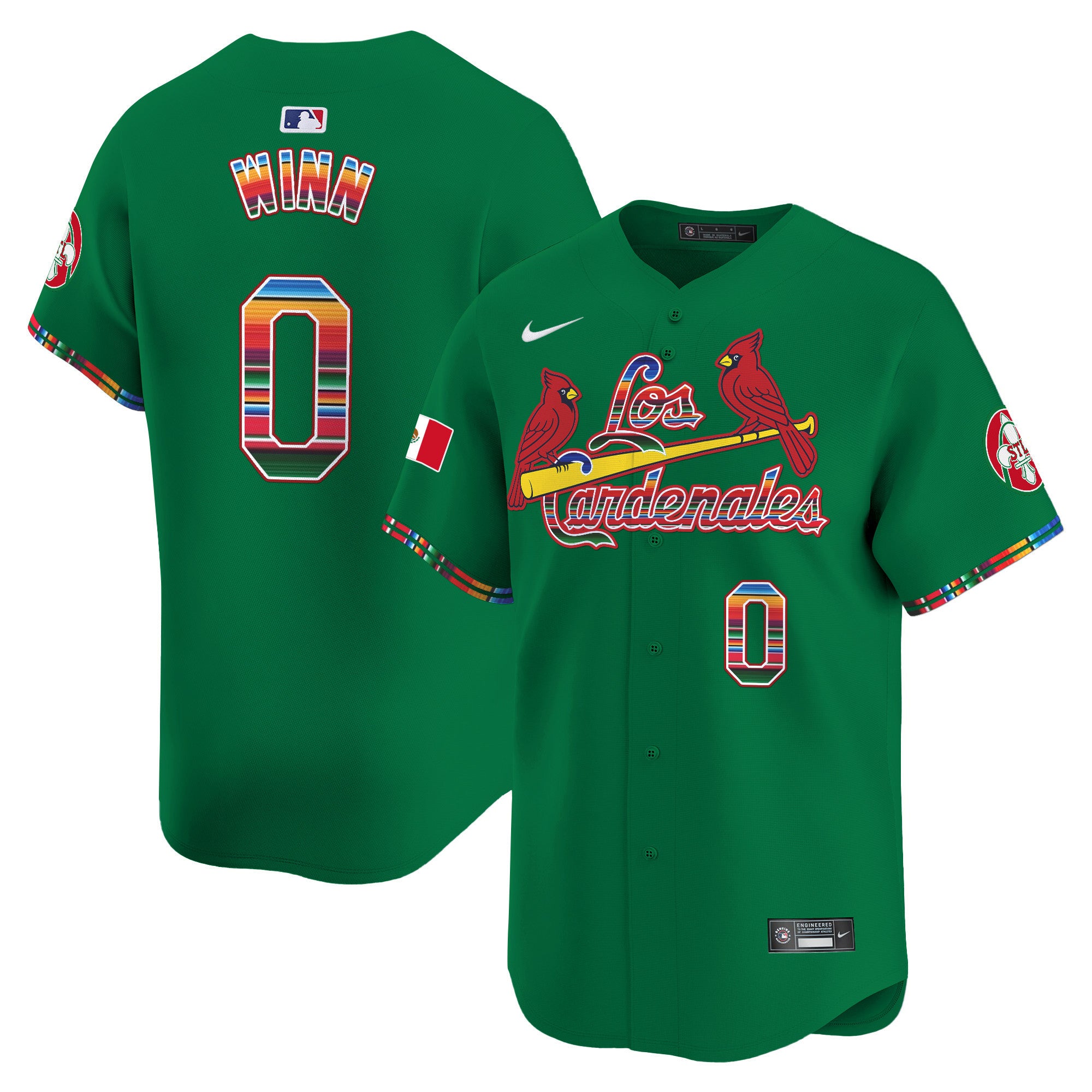 Men's St. Louis Cardinals Fiesta Cardenales Vapor Premier Limited Jersey - All Stitched - Green, Masyn Winn