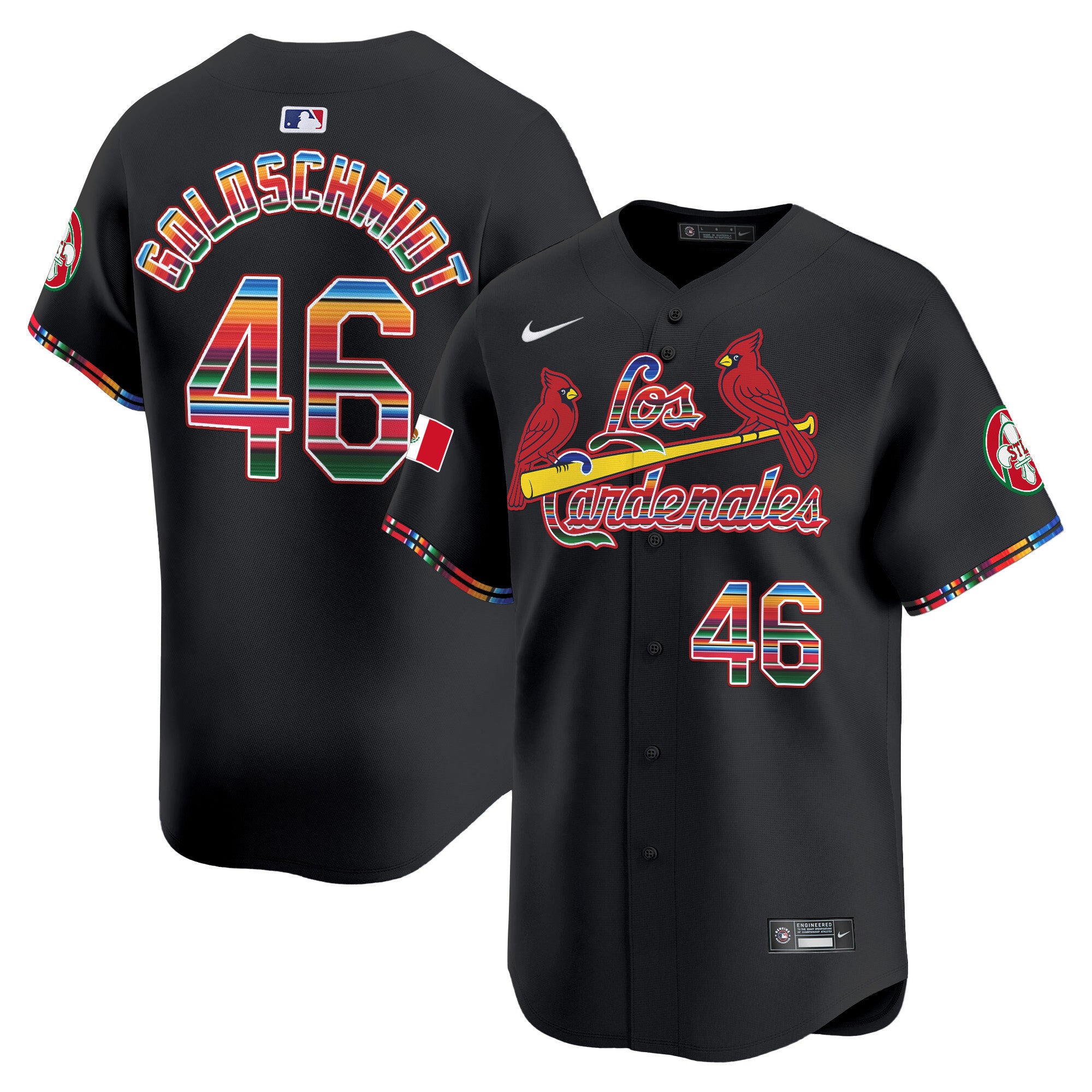 Men's St. Louis Cardinals Fiesta Cardenales Vapor Premier Limited Jersey - All Stitched - Black, Paul Goldschmidt
