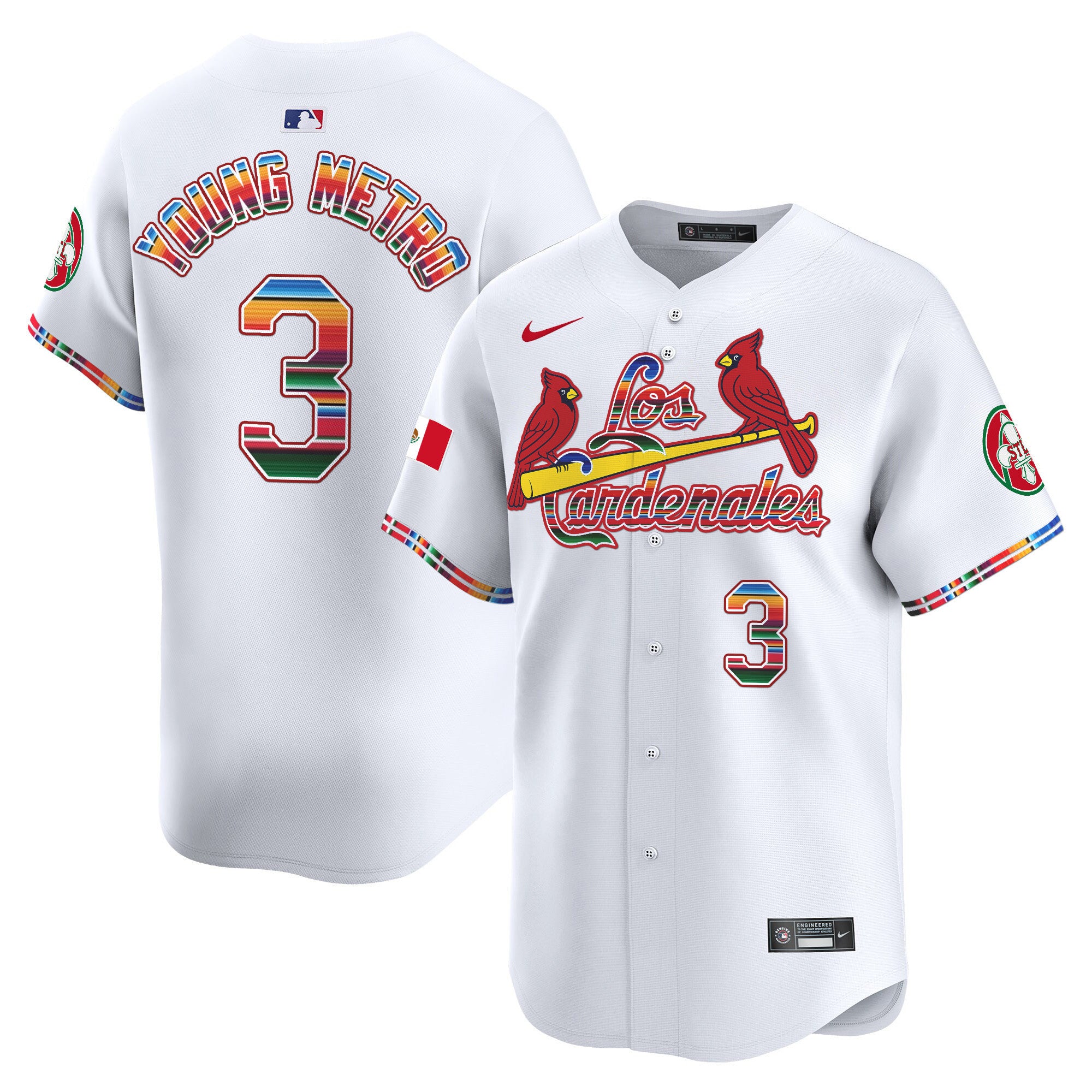 Men's St. Louis Cardinals Fiesta Cardenales Vapor Premier Limited Jersey - All Stitched - White, Metro Boomin