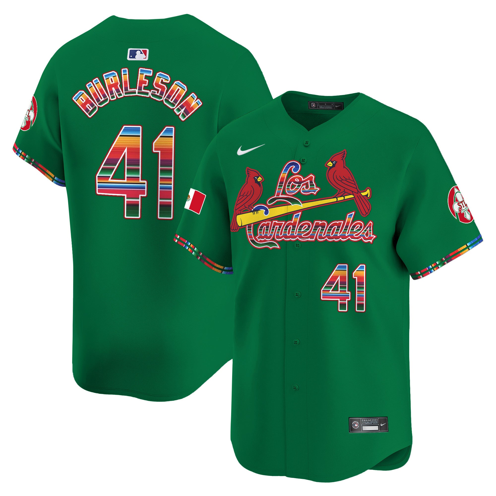 Men's St. Louis Cardinals Fiesta Cardenales Vapor Premier Limited Jersey - All Stitched - Green, Alec Burleson