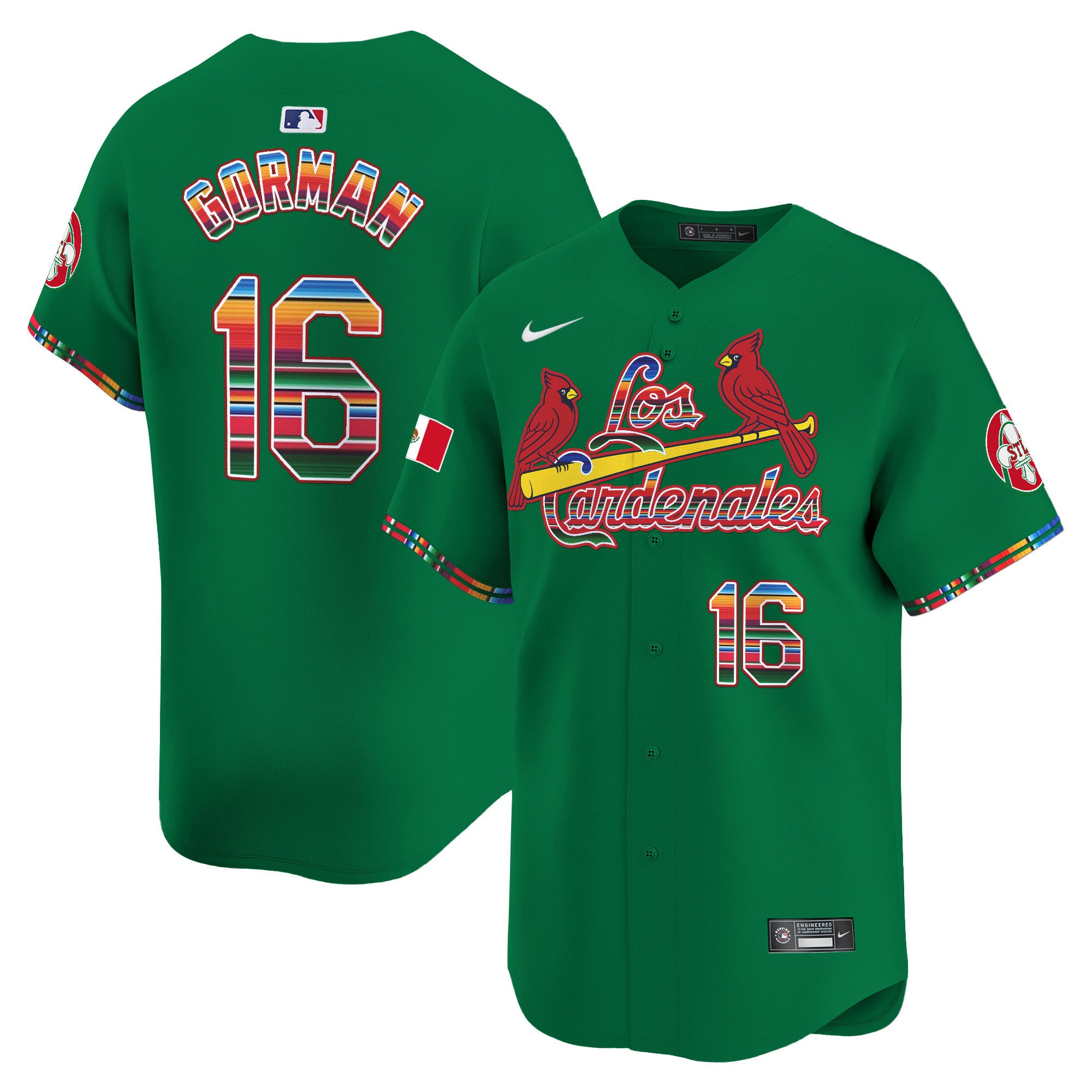 Men's St. Louis Cardinals Fiesta Cardenales Vapor Premier Limited Jersey - All Stitched - Green, Nolan Gorman