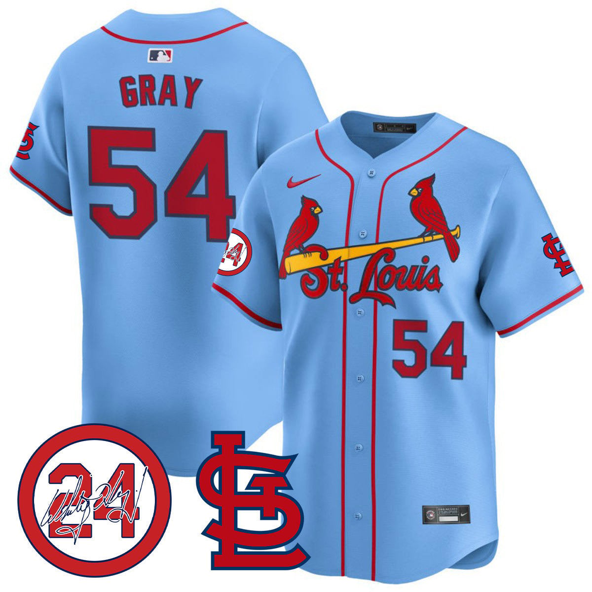 Men's St. Louis Cardinals Memorial Vapor Premier Limited Jersey - All Stitched - Blue, Sonny Gray