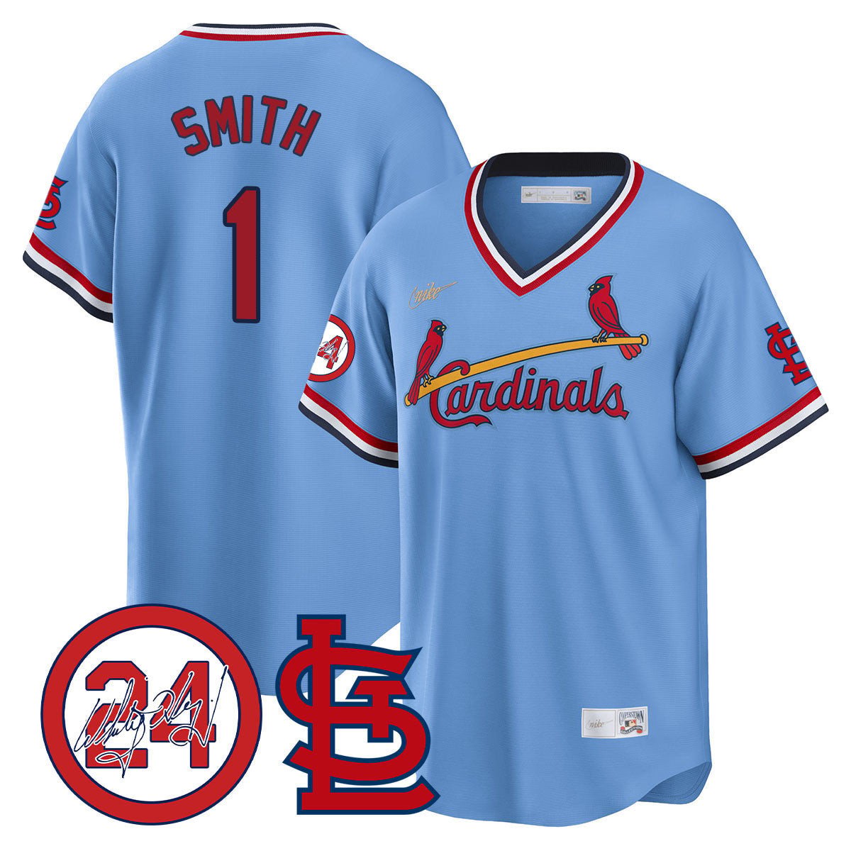 Men's St. Louis Cardinals Memorial Vapor Premier Limited Jersey - All Stitched - Throwback Blue, Ozzie Smith