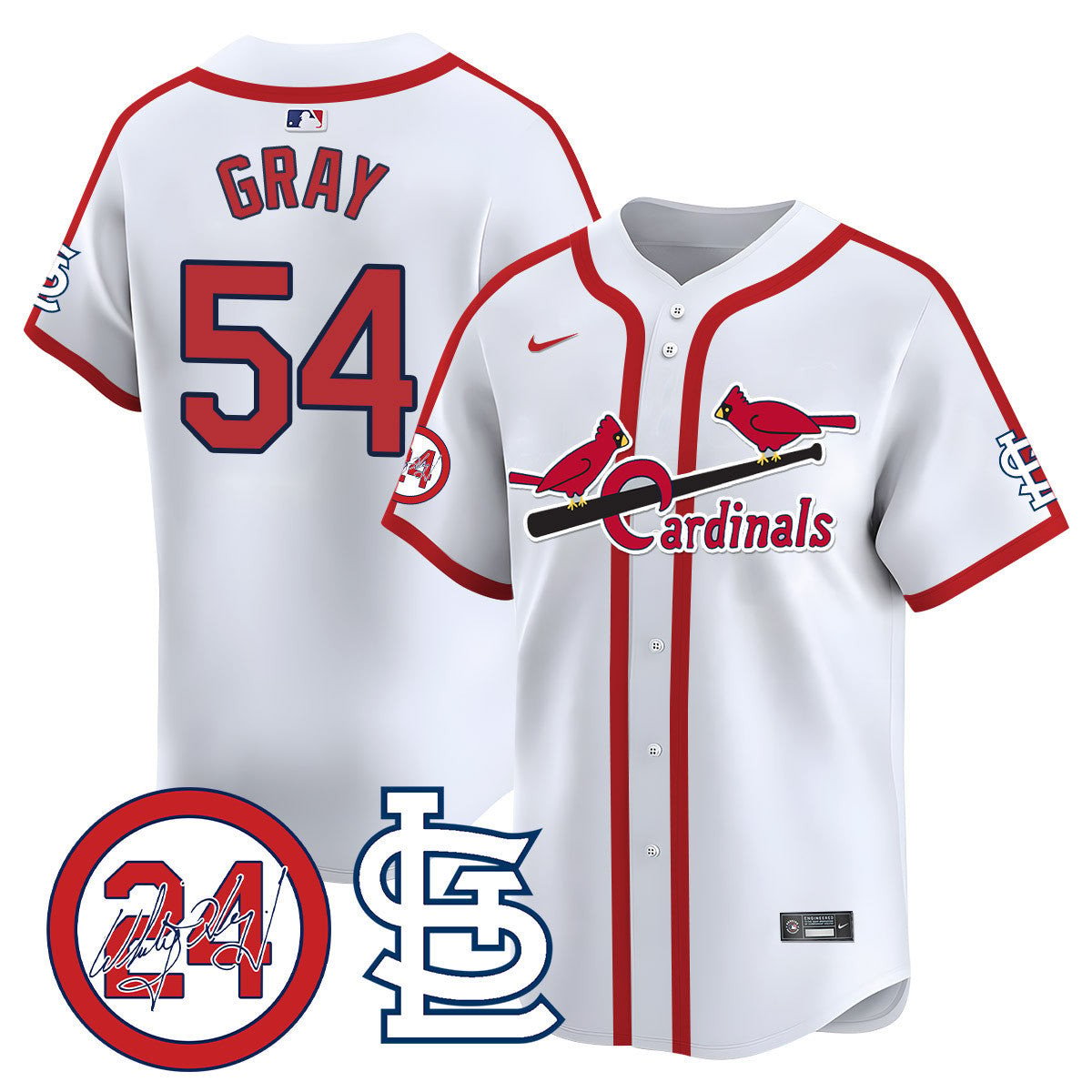 Men's St. Louis Cardinals Memorial Vapor Premier Limited Jersey - All Stitched - Cooperstown White, Sonny Gray