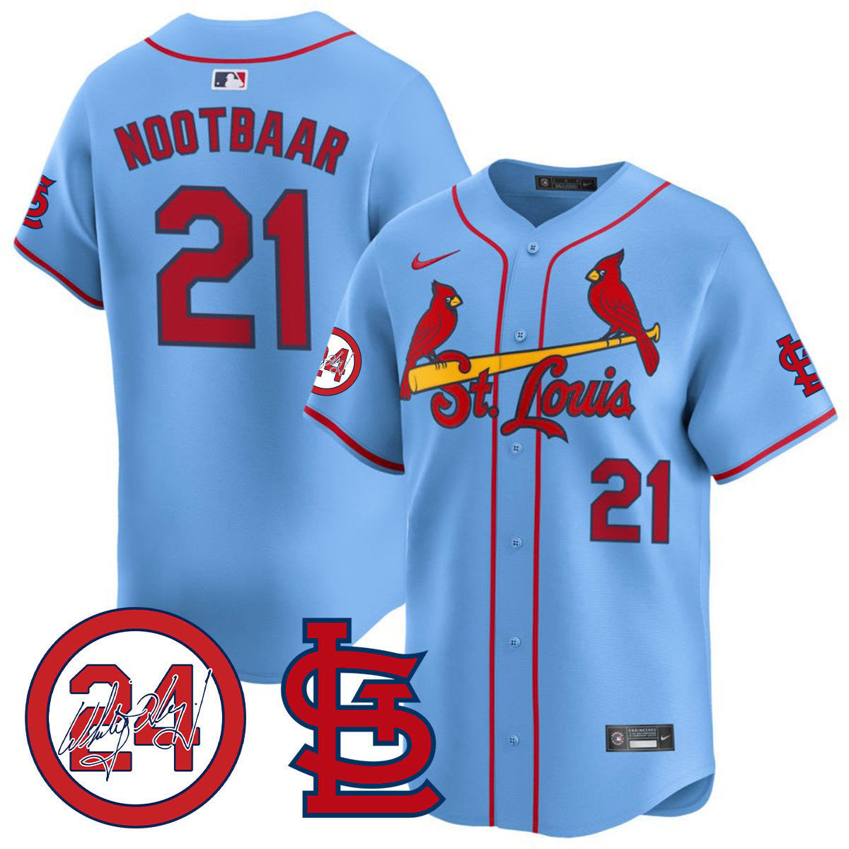 Men's St. Louis Cardinals Memorial Vapor Premier Limited Jersey - All Stitched - Blue, Lars Nootbaar