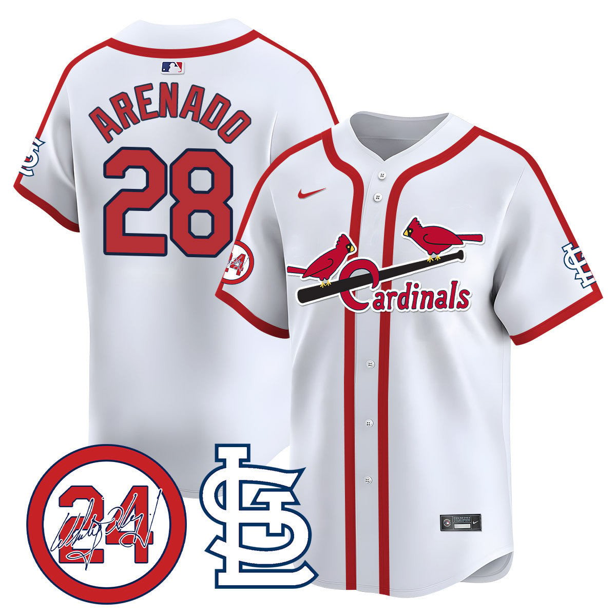 Men's St. Louis Cardinals Memorial Vapor Premier Limited Jersey - All Stitched - Cooperstown White, Nolan Arenado