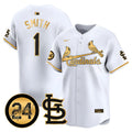 Men's St. Louis Cardinals Memorial Vapor Premier Limited Jersey - All Stitched - White Gold, Ozzie Smith