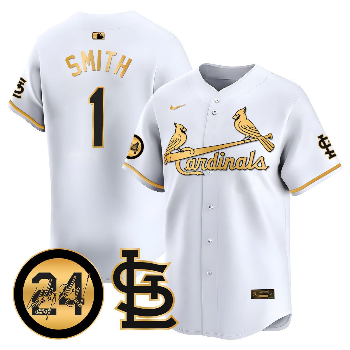 Men's St. Louis Cardinals Memorial Vapor Premier Limited Jersey - All Stitched - White Gold, Ozzie Smith