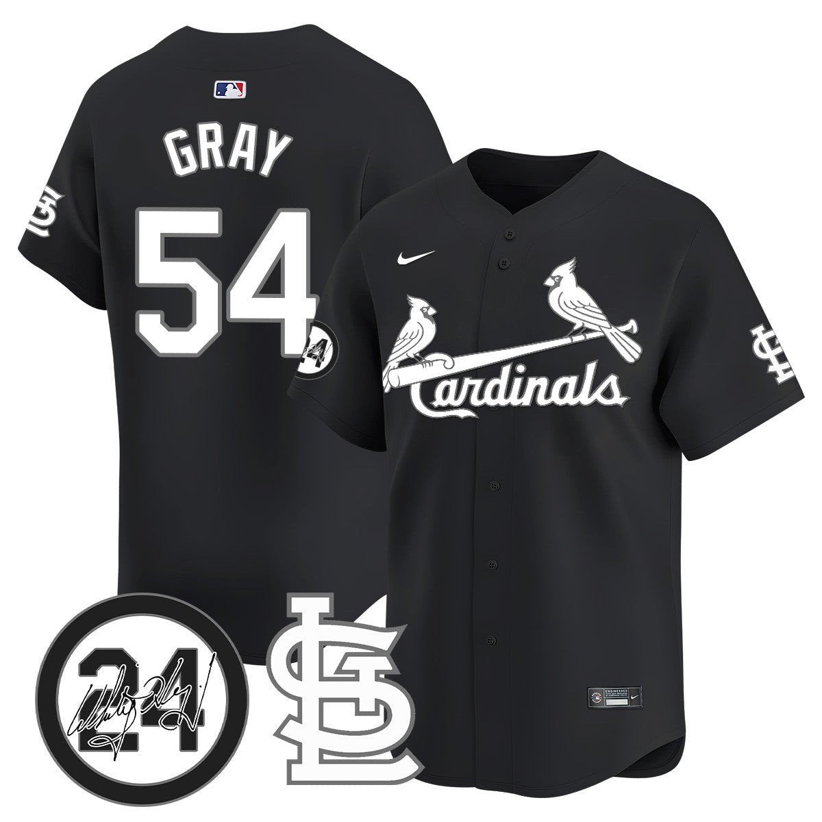 Men's St. Louis Cardinals Memorial Vapor Premier Limited Jersey - All Stitched - Black, Sonny Gray