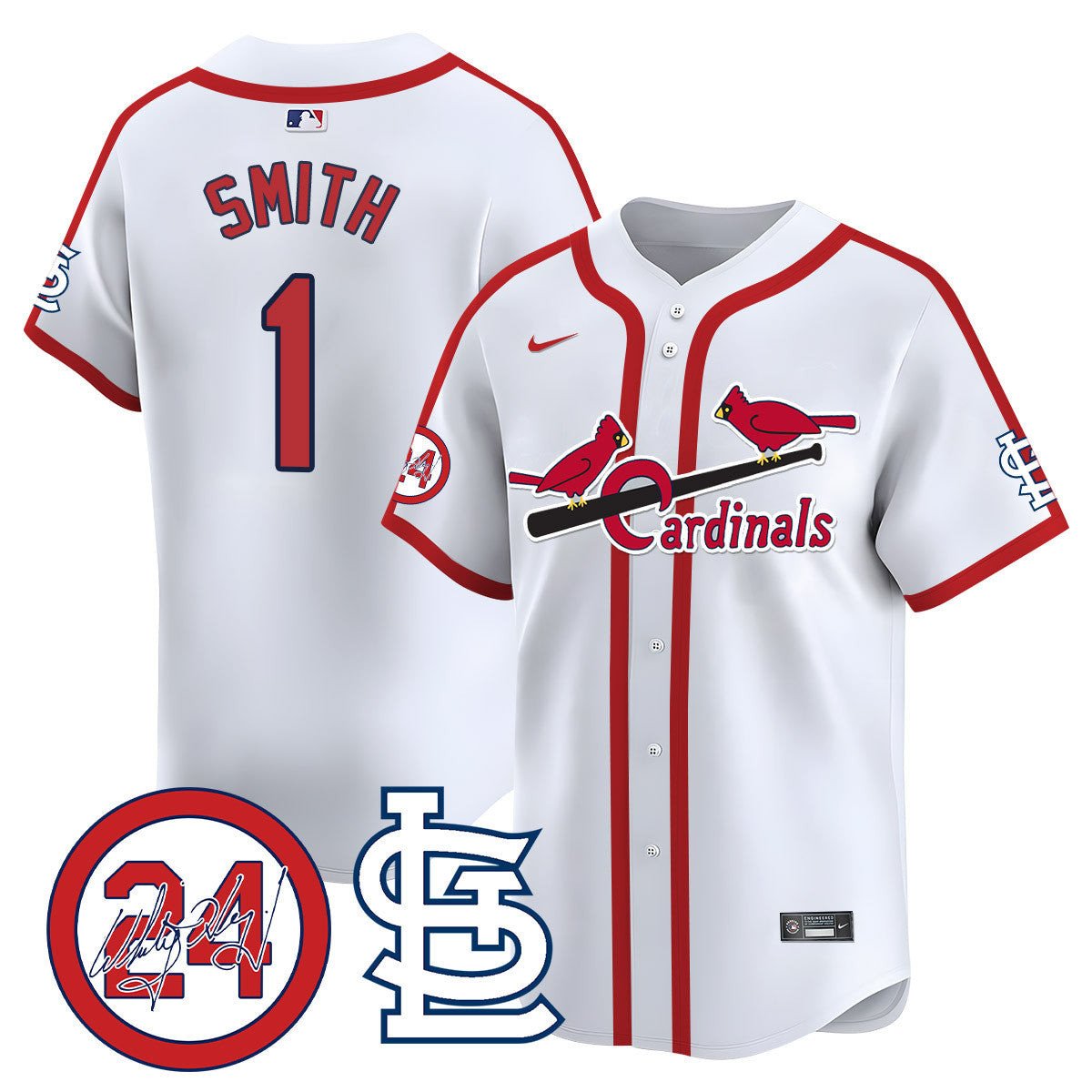Men's St. Louis Cardinals Memorial Vapor Premier Limited Jersey - All Stitched - Cooperstown White, Ozzie Smith