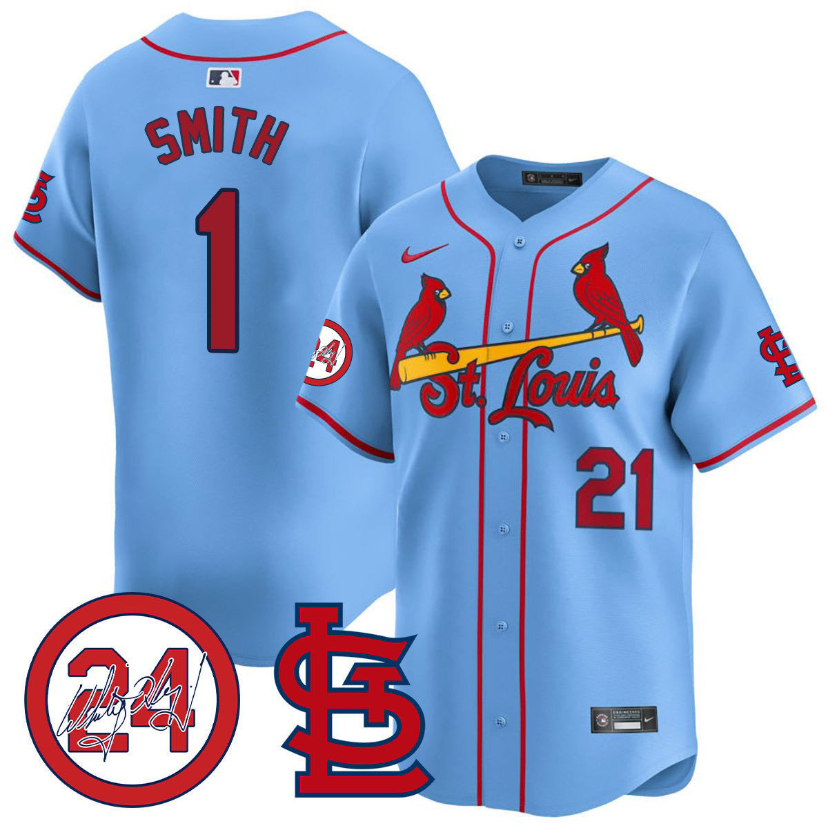 Men's St. Louis Cardinals Memorial Vapor Premier Limited Jersey - All Stitched - Blue, Ozzie Smith
