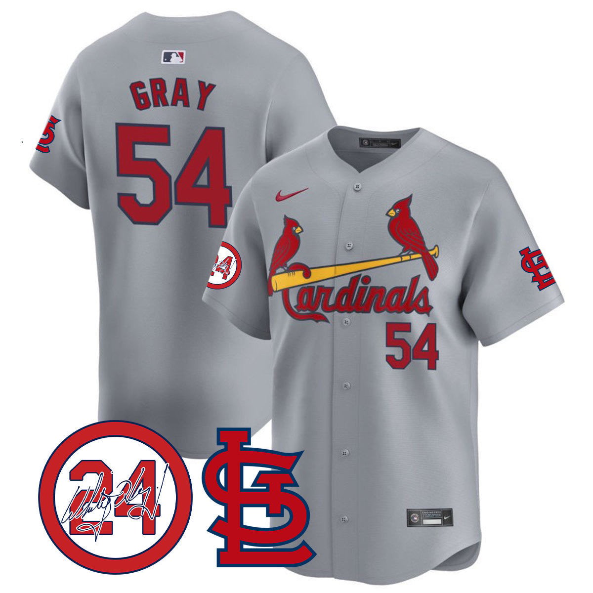 Men's St. Louis Cardinals Memorial Vapor Premier Limited Jersey - All Stitched - Gray, Sonny Gray