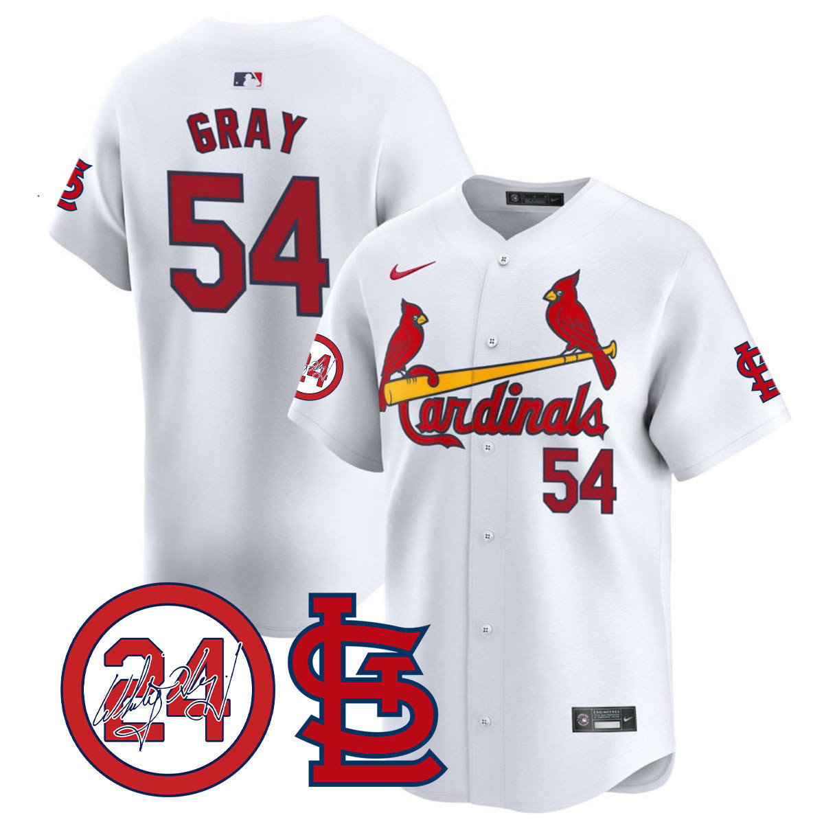 Men's St. Louis Cardinals Memorial Vapor Premier Limited Jersey - All Stitched - White, Sonny Gray
