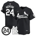 Men's St. Louis Cardinals Memorial Vapor Premier Limited Jersey - All Stitched - Black, Whitey Herzog