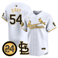 Men's St. Louis Cardinals Memorial Vapor Premier Limited Jersey - All Stitched - White Gold, Sonny Gray