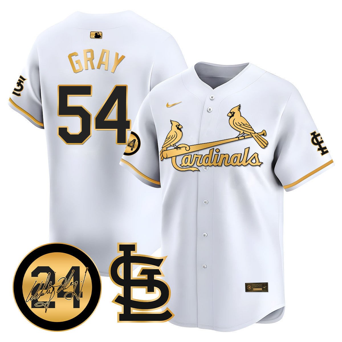 Men's St. Louis Cardinals Memorial Vapor Premier Limited Jersey - All Stitched - White Gold, Sonny Gray