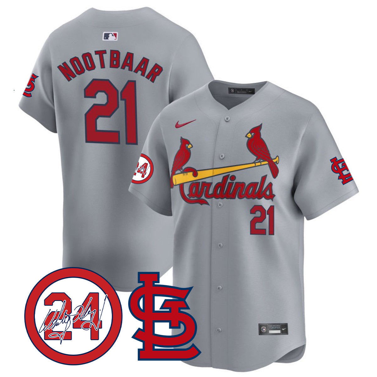 Men's St. Louis Cardinals Memorial Vapor Premier Limited Jersey - All Stitched - Gray, Lars Nootbaar