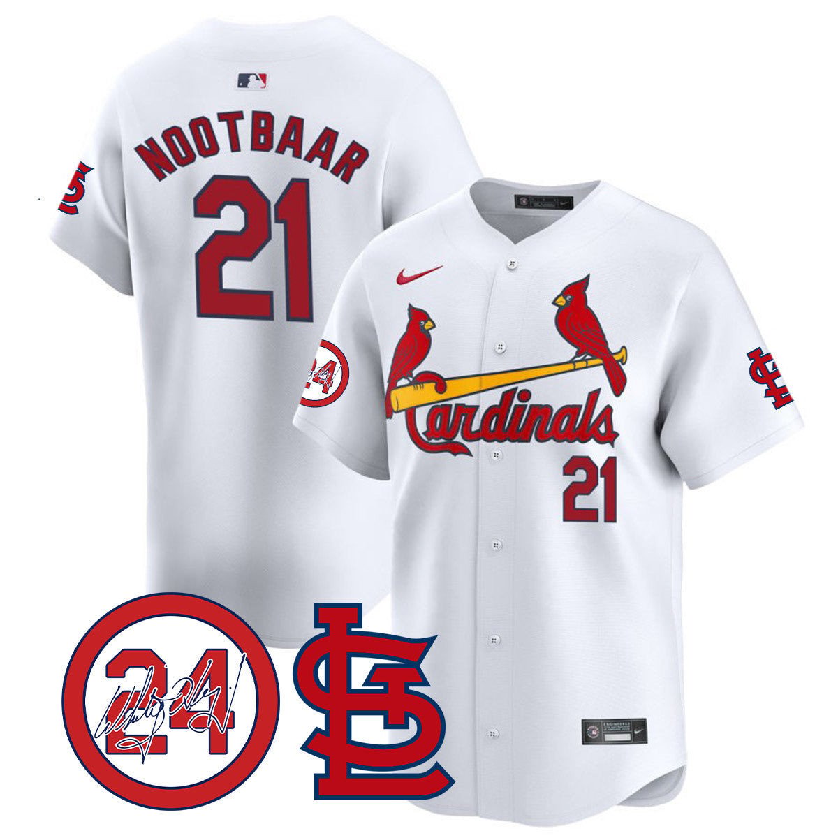 Men's St. Louis Cardinals Memorial Vapor Premier Limited Jersey - All Stitched - White, Lars Nootbaar