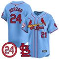 Men's St. Louis Cardinals Memorial Vapor Premier Limited Jersey - All Stitched - Blue, Whitey Herzog