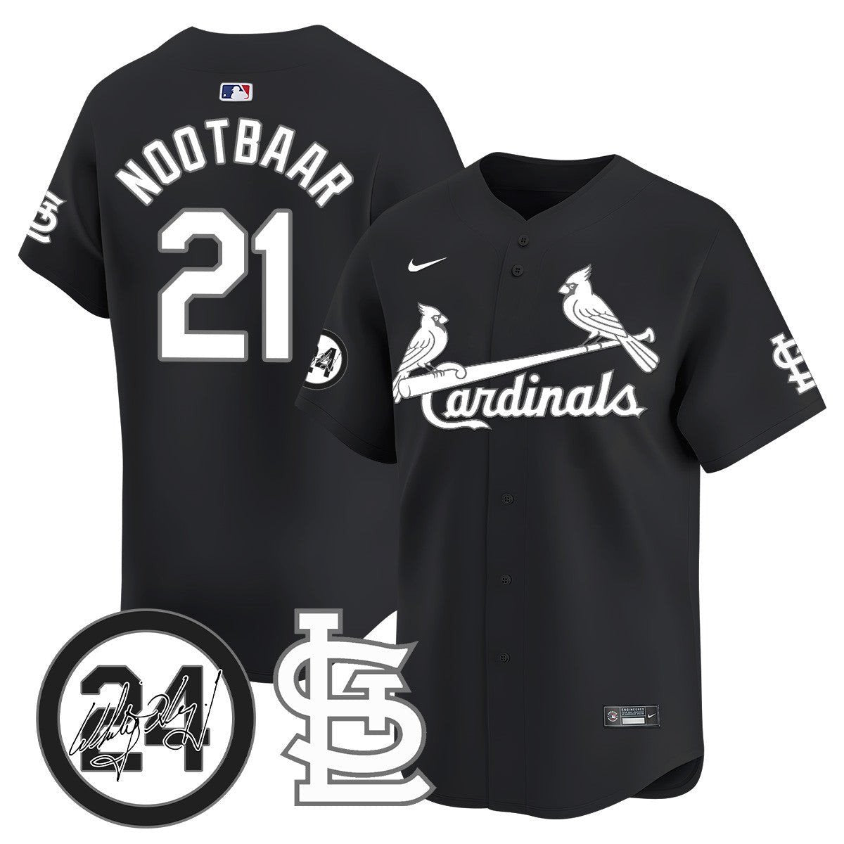 Men's St. Louis Cardinals Memorial Vapor Premier Limited Jersey - All Stitched - Black, Lars Nootbaar
