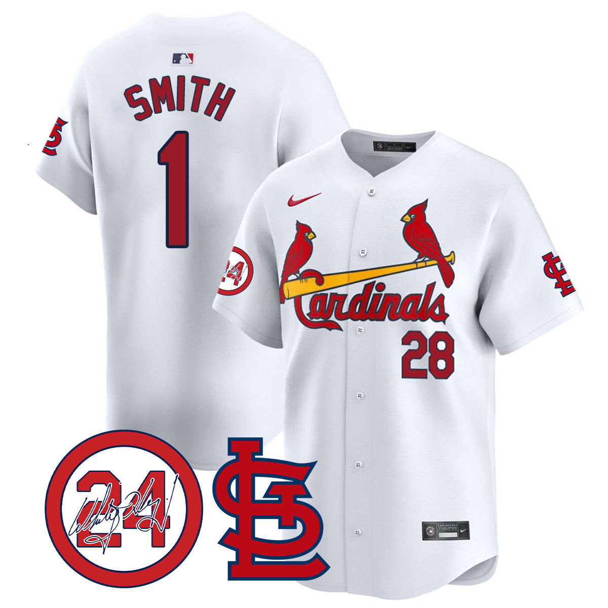 Men's St. Louis Cardinals Memorial Vapor Premier Limited Jersey - All Stitched - White, Ozzie Smith