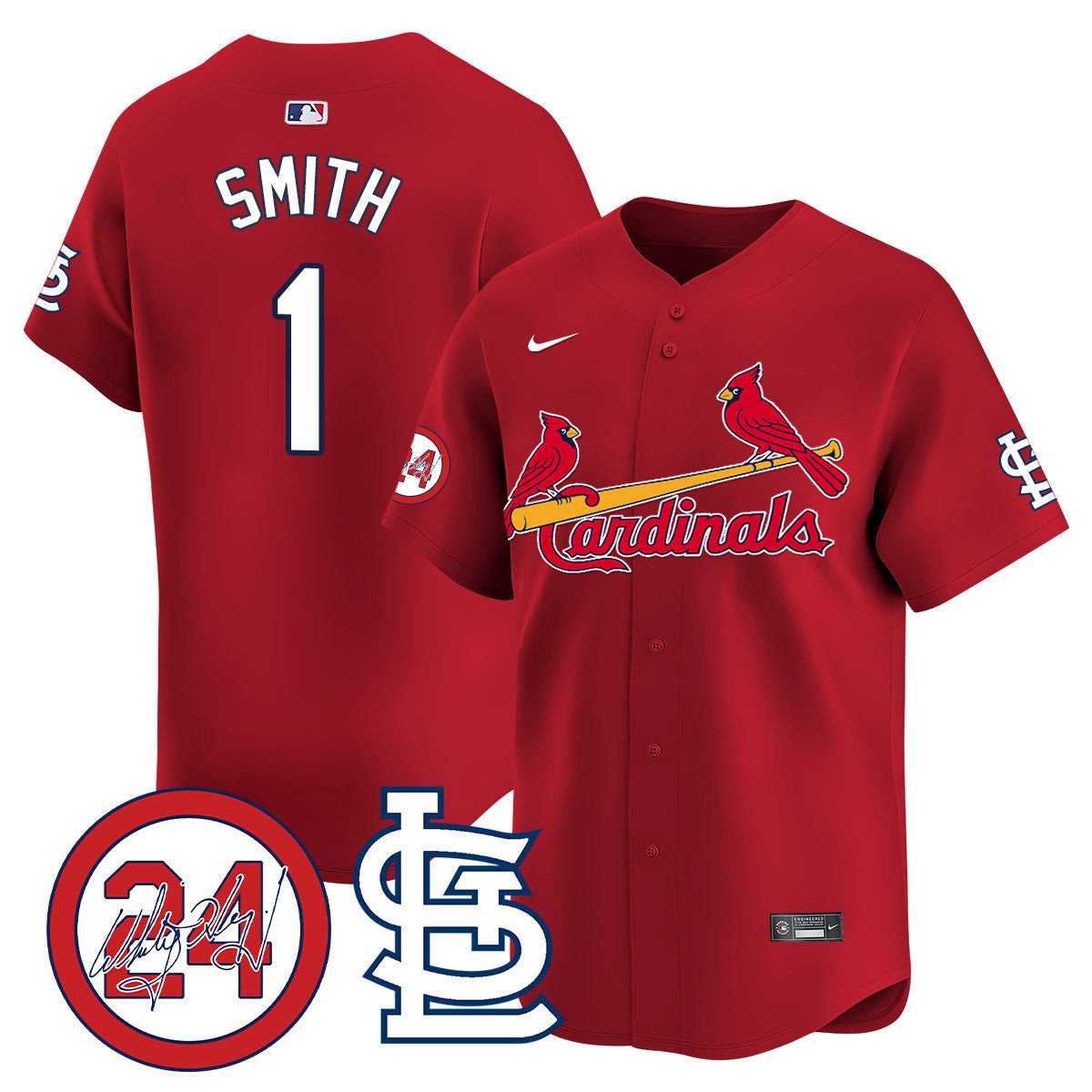 Men's St. Louis Cardinals Memorial Vapor Premier Limited Jersey - All Stitched - Red, Ozzie Smith