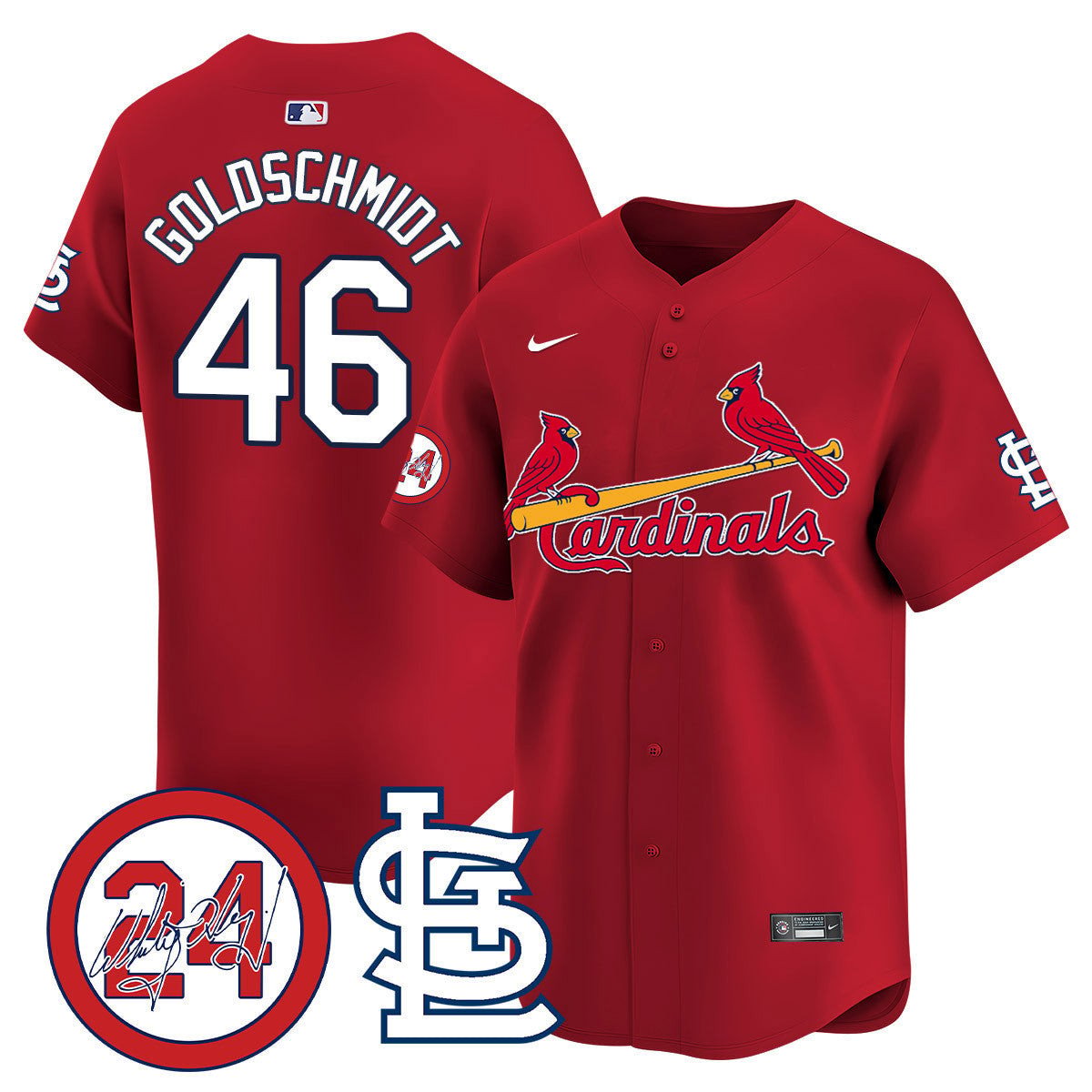 Men's St. Louis Cardinals Memorial Vapor Premier Limited Jersey - All Stitched - Red, Paul Goldschmidt